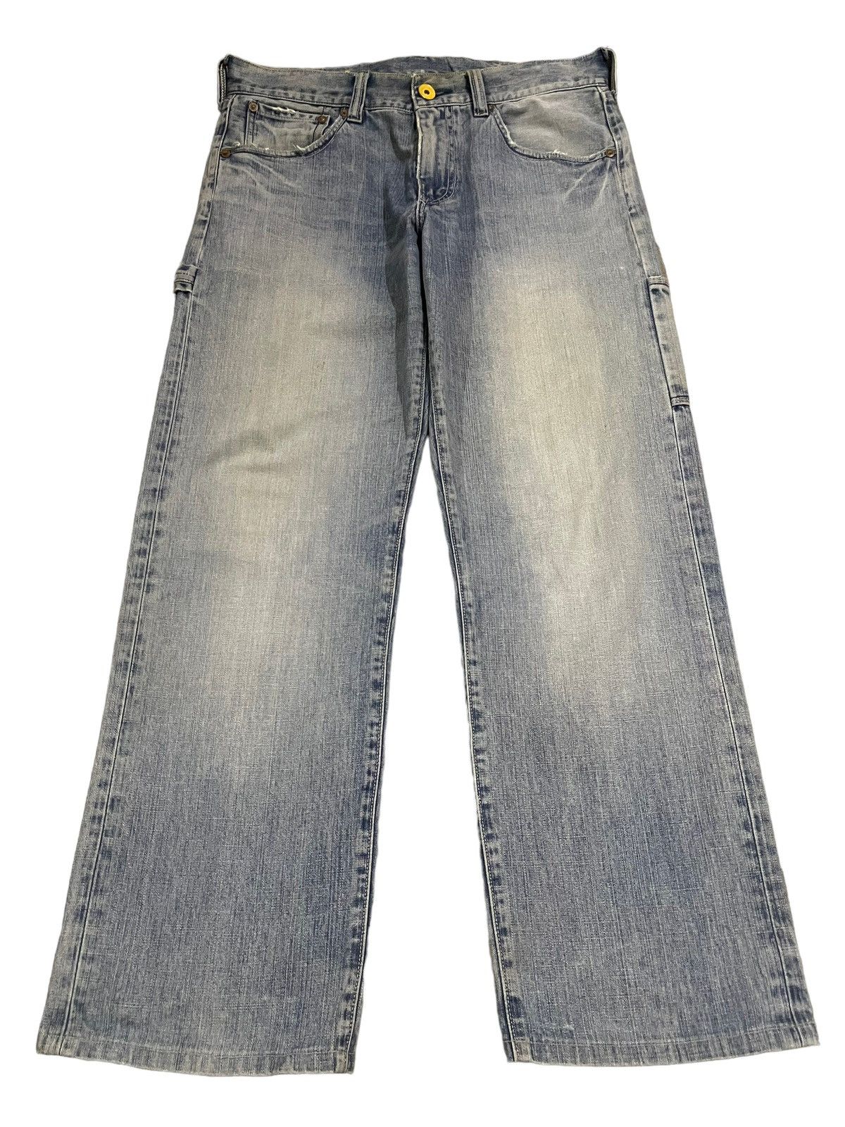 image of Distressed Denim x Levis Vintage 90's Levis 503 Distressed Carpenter Baggy Jeans in Blue (Size 33)