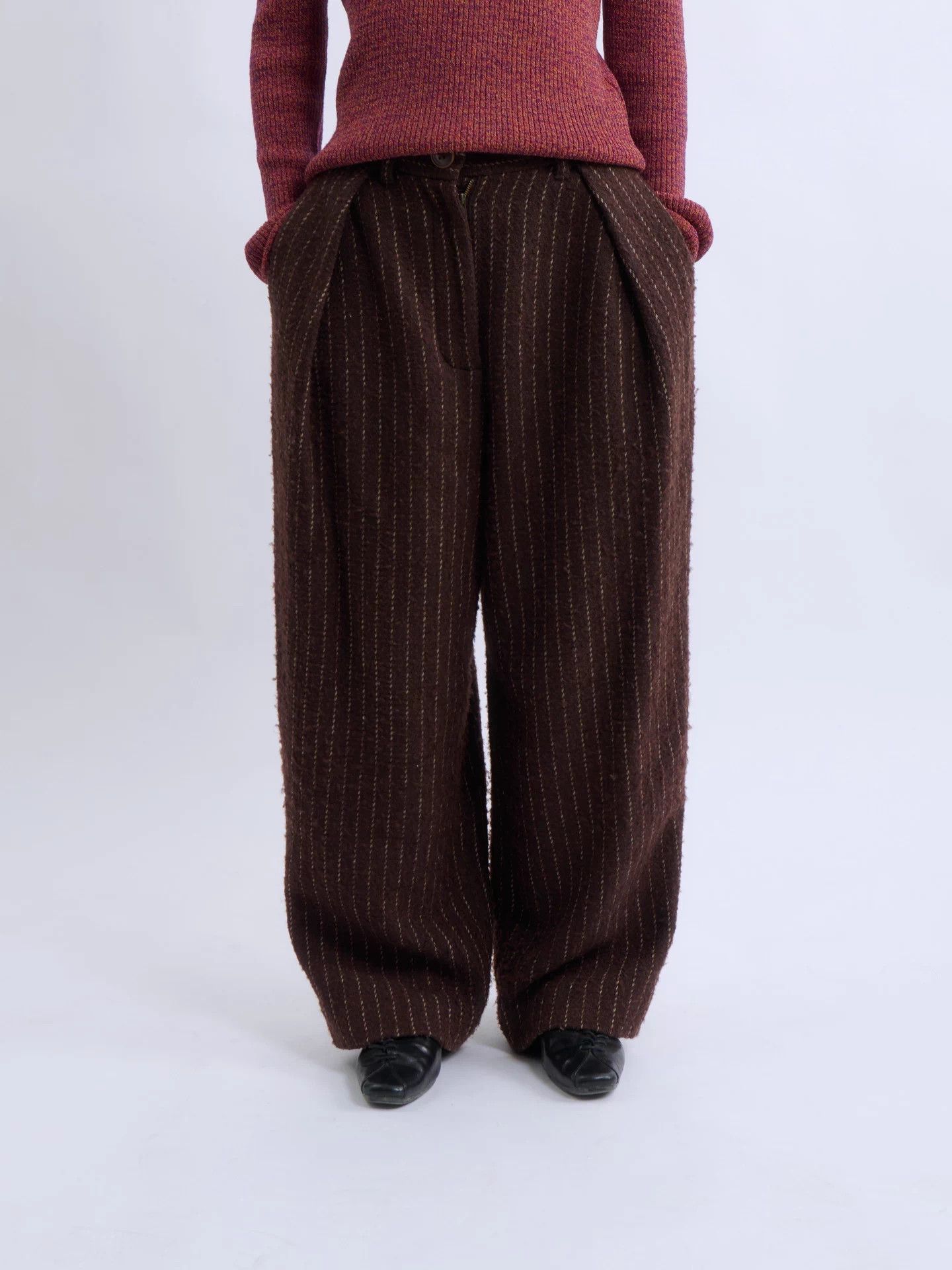 Vivienne Westwood Vivienne Westwood 00s Red Label Burgundy Wool Stripe WLeg 0 Size 24" / US 00 / IT 34 - 1 Thumbnail