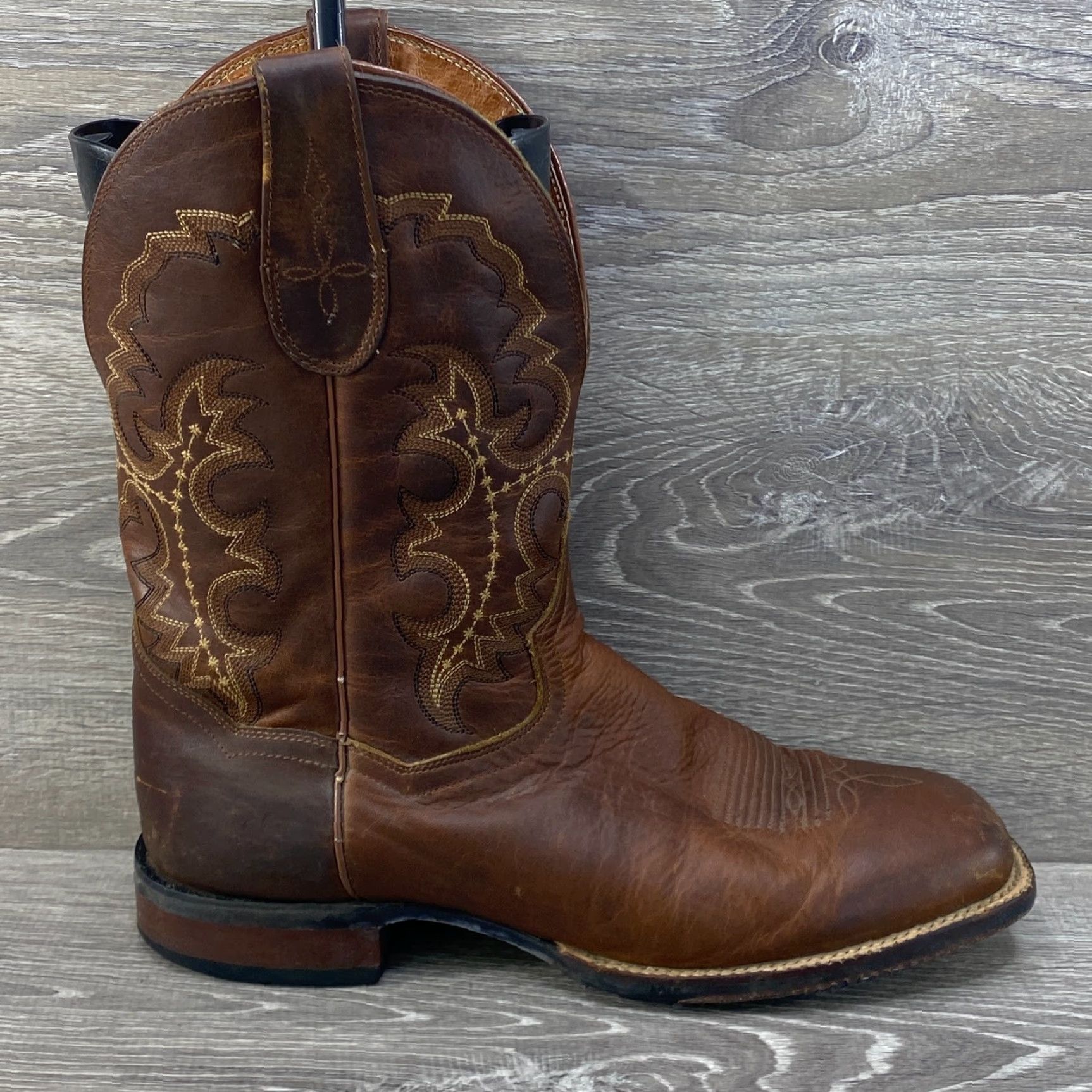 Dan Post VINTAGE Dan Post Mens 11 D Cowboy boots Brown Leather Square Toe Western Shirt Boots? Size US 11 / EU 44 - 2 Thumbnail