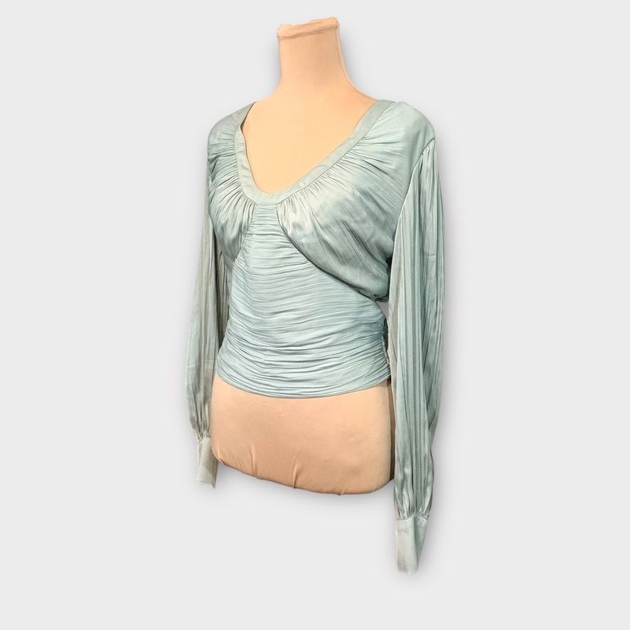 Anthropologie NWT Anthropologie Blouson Sleeve Blouse S Open Back Shirred Size S / US 4 / IT 40 - 3 Thumbnail