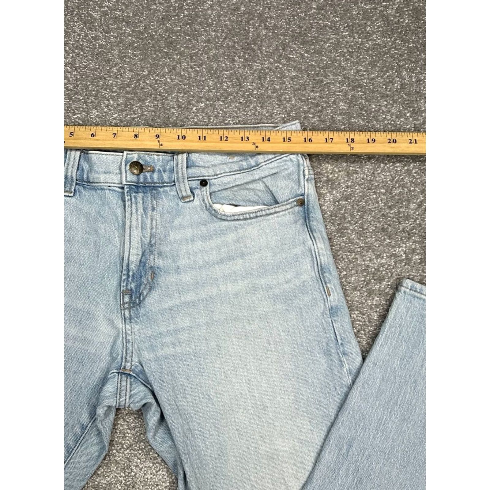 Madewell Madewell Jeans Womens 32 Blue Denim Slim Straight 32x29 Distressed Button Zip Mid Rise 5-Pocket Cotton Spandex Size 24" / US 00 / IT 34 - 5 Thumbnail