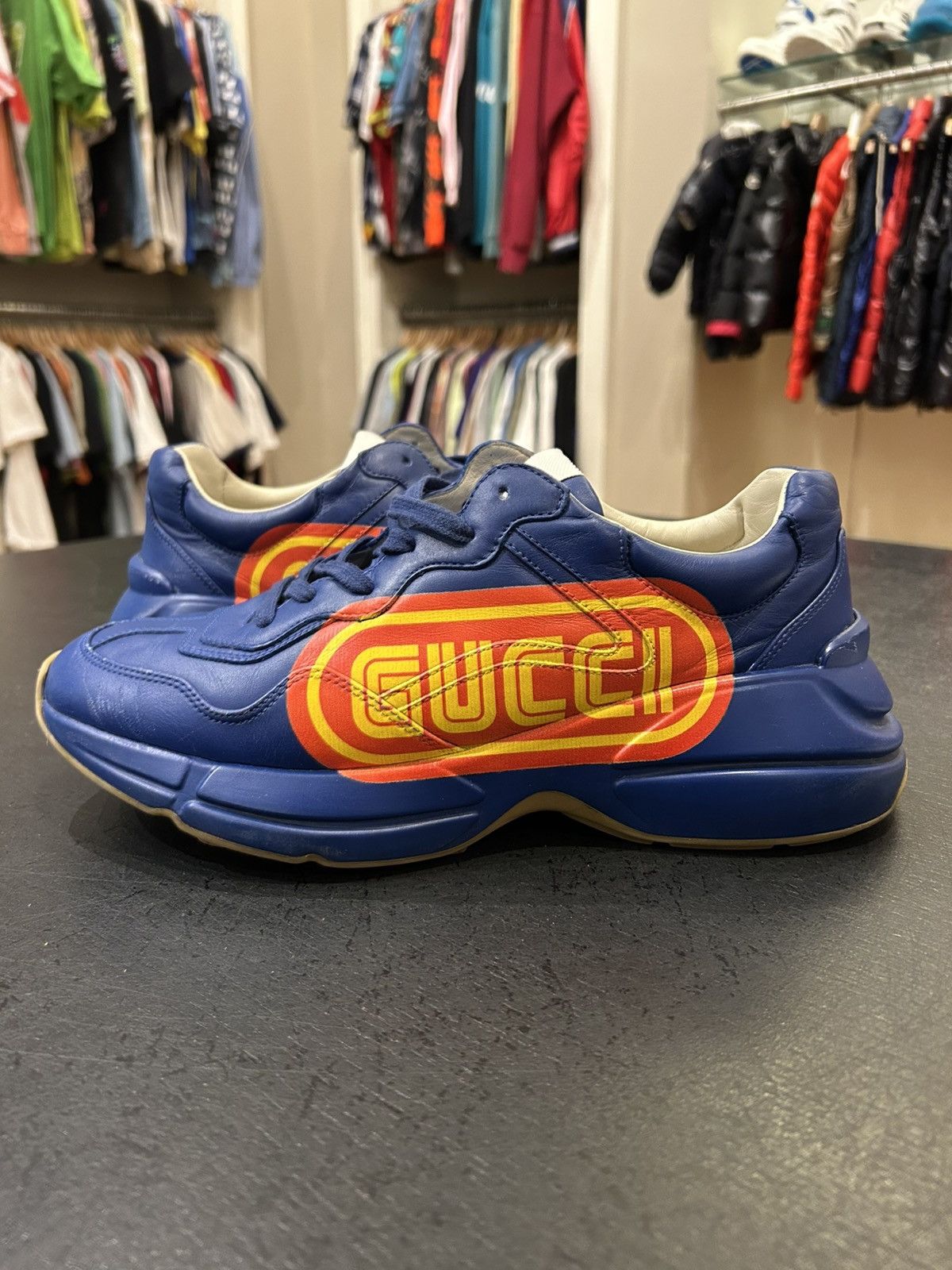 Gucci Gucci Rython Blue Print Sneaker Size US 8 / EU 41 - 1 Thumbnail