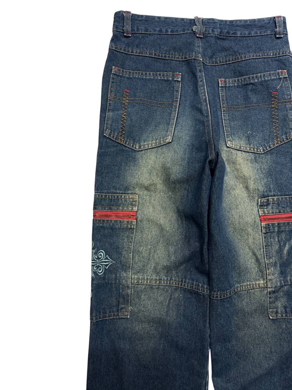 Beauty Beast 💥Baggy💥Vtg 90s Japanese Mudwash Zipper Pocket Cargo Size US 27 - 13 Thumbnail