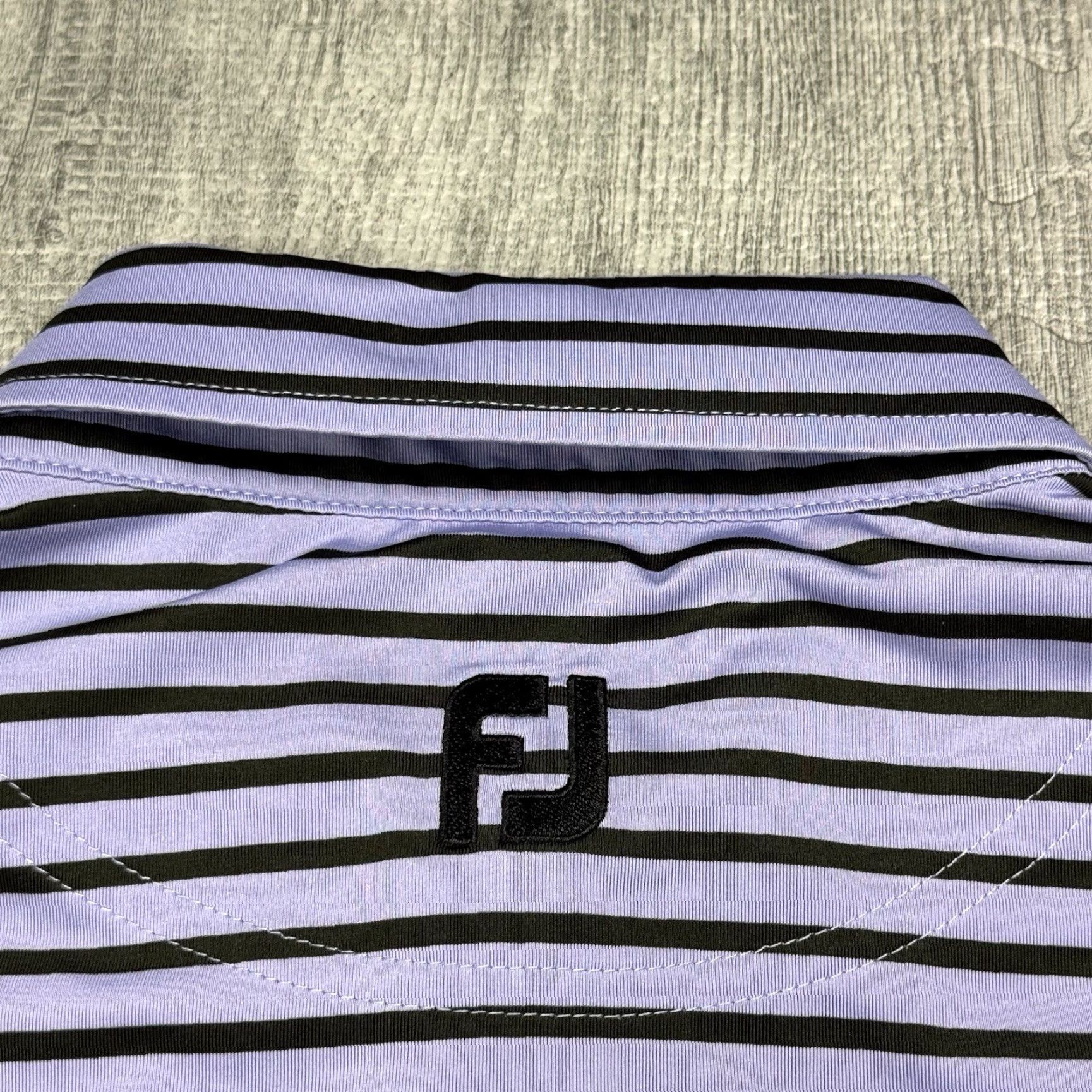 Footjoy FOOTJOY FJ MENS PRODRY POLO STRIPED PURPLE/WHITE SHORT SLEEVE MEDIUM GOLF Size US M / EU 48-50 / 2 - 7 Thumbnail