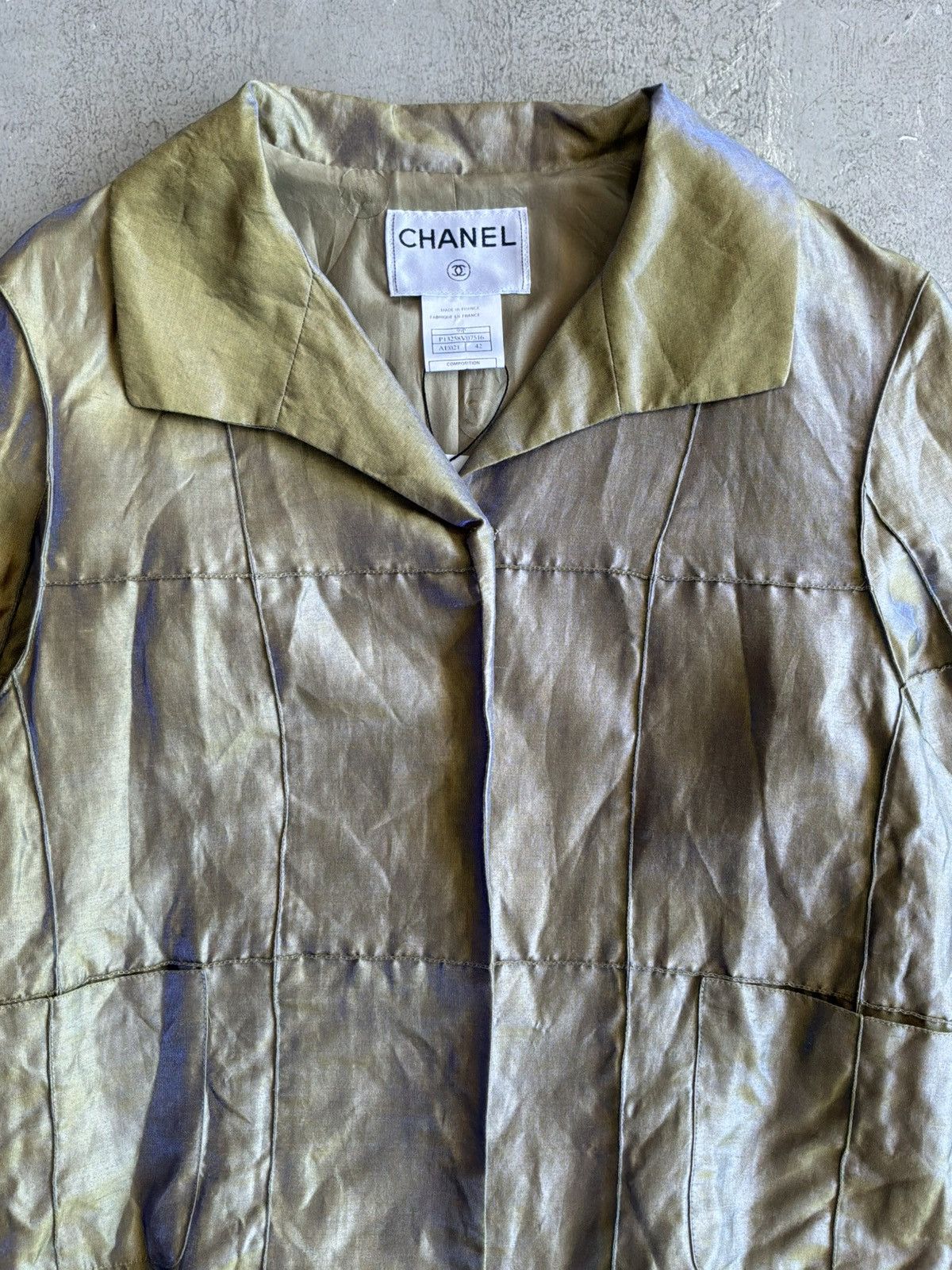 Chanel 1999 Chanel - Metallic Gold Silk Nylon Blazer Size M / US 6-8 / IT 42-44 - 4 Thumbnail