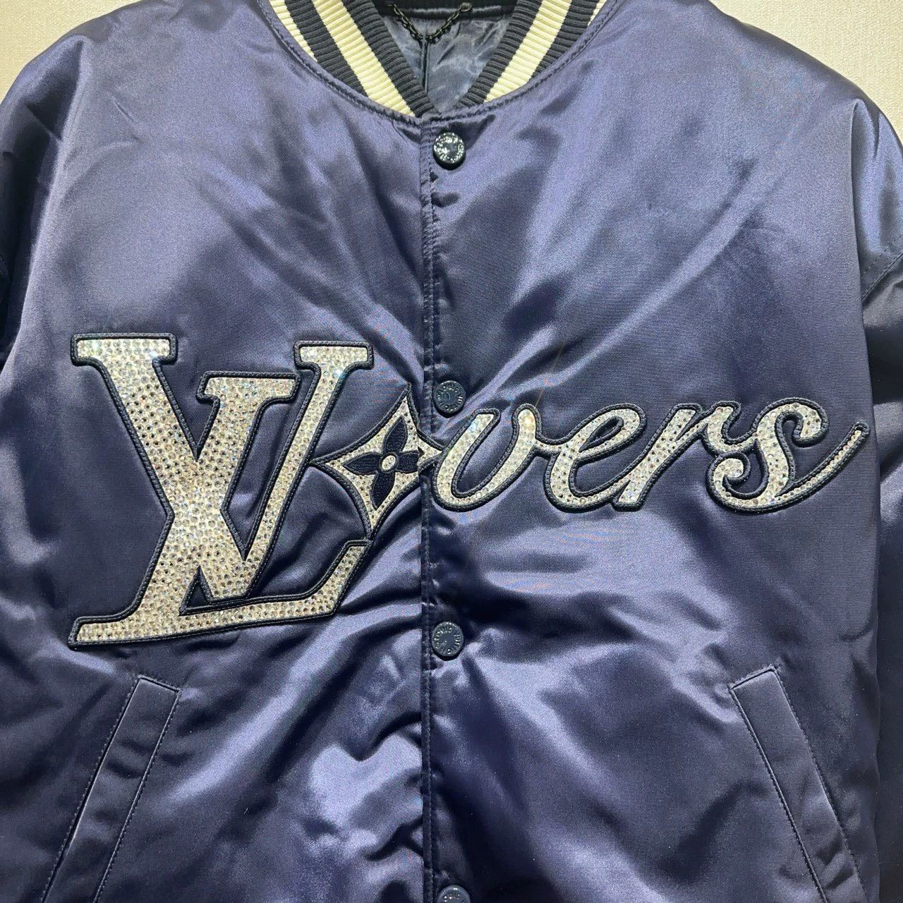 Louis Vuitton Louis Vuitton navy blue striped logo baseball jacket Size US L / EU 52-54 / 3 - 4 Thumbnail