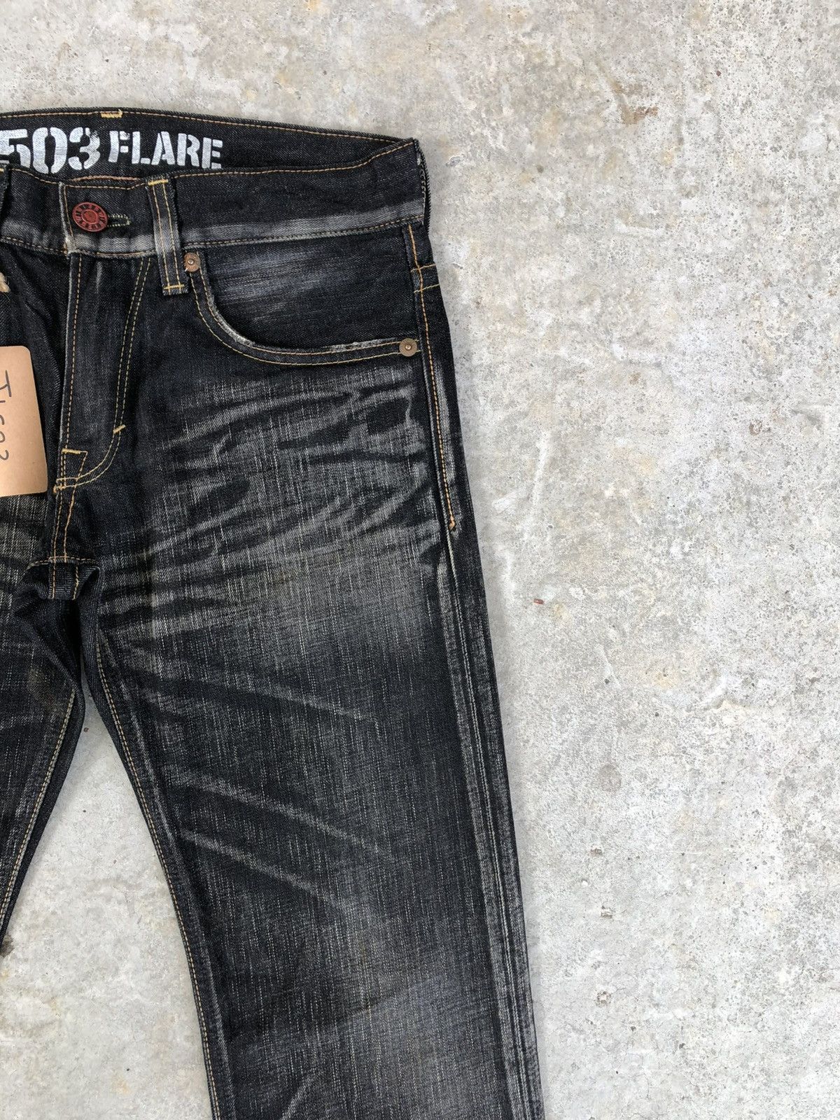 If Six Was Nine Edwin 503 Flared Distressed Jeans Whiskered Size US 30 / EU 46 - 5 Thumbnail