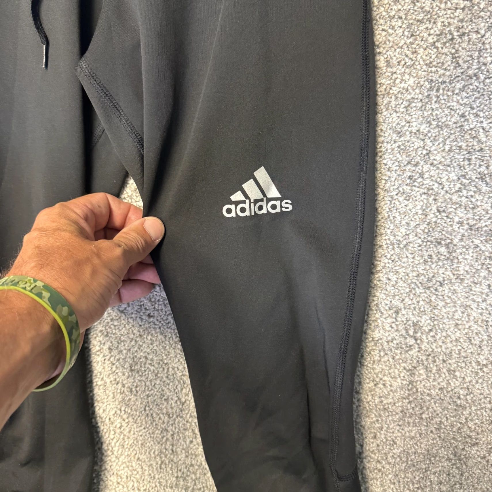 Adidas Adidas Climalite Leggings Running Women Size M Black Reflective Waist Drawstring Knit 26in Inseam S10058 AF5003 Size 32" / US 10 / IT 46 - 2 Thumbnail