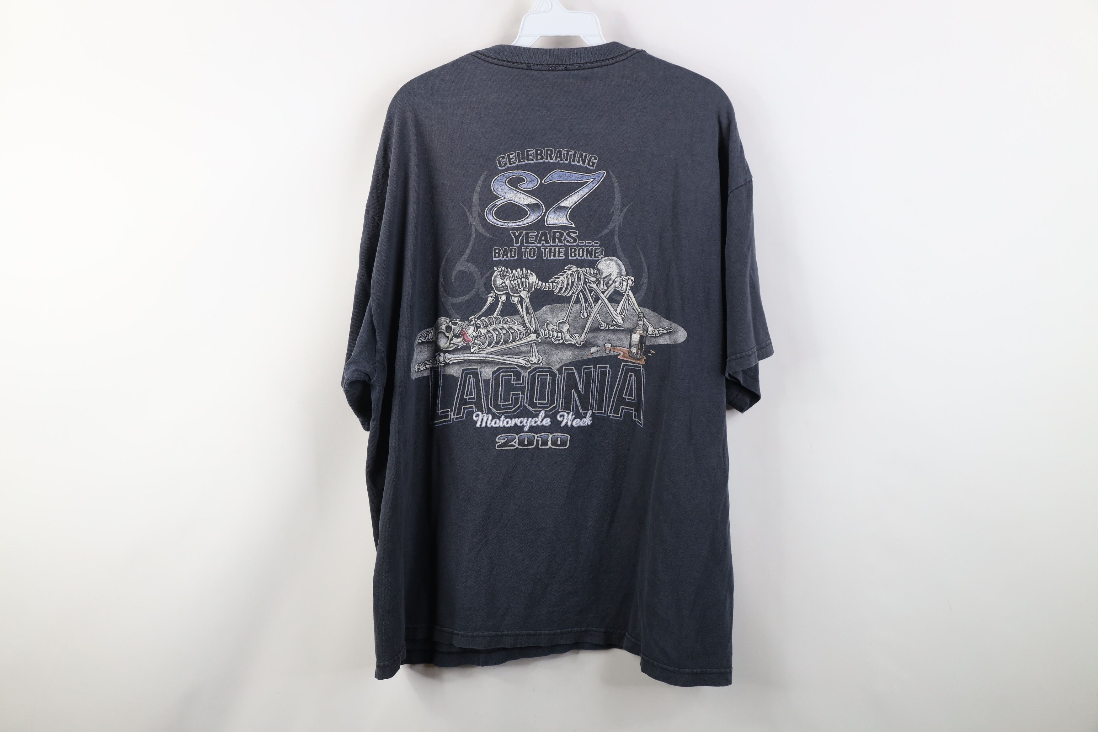 Vintage Vintage Y2K 2010 Laconia Motorcycle Week Skeleton 69 T-Shirt Size US XL / EU 56 / 4 - 14 Thumbnail