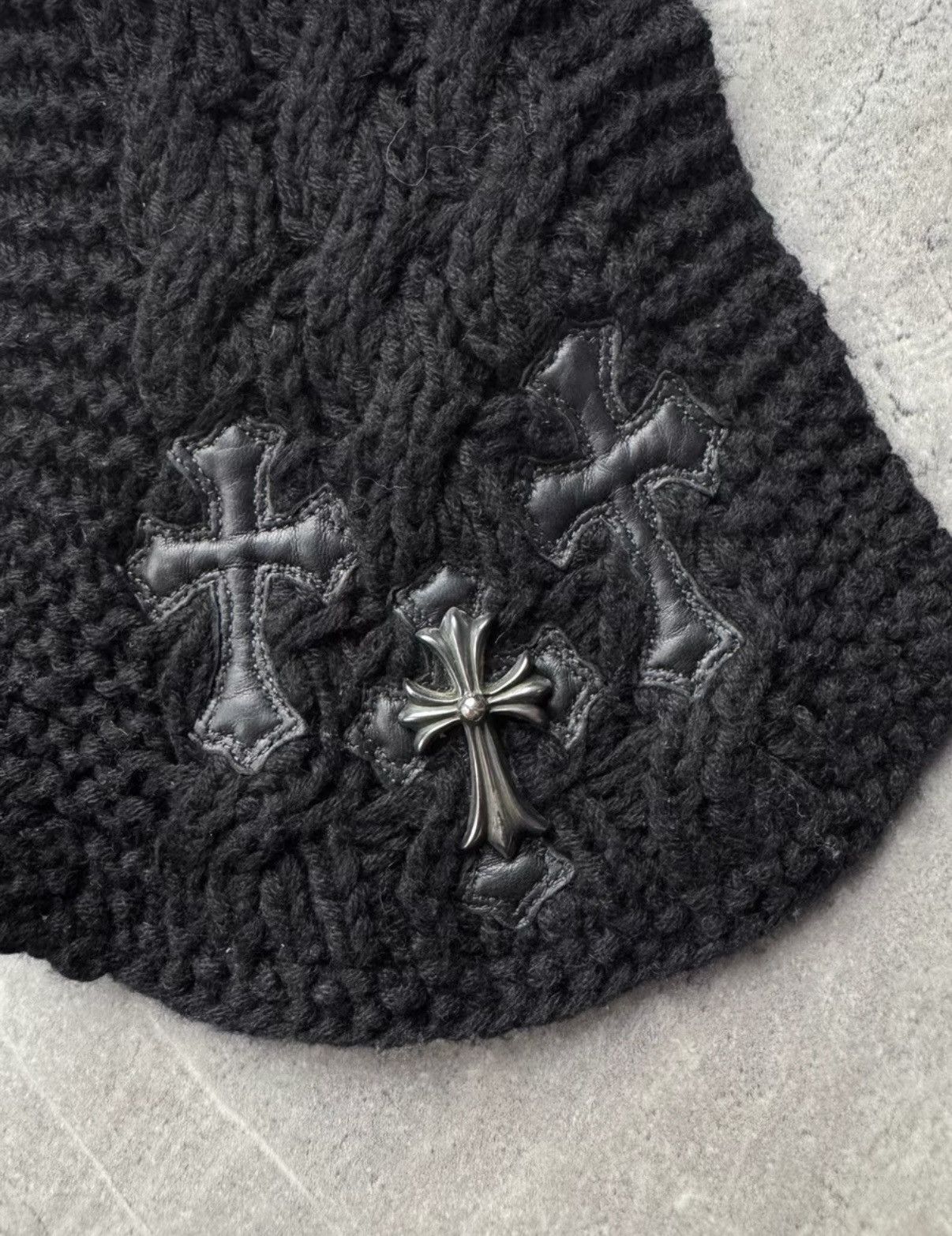 Chrome Hearts Chrome Hearts Cross Silver Ornament Leather Patch Wool Scarf Size ONE SIZE - 5 Thumbnail