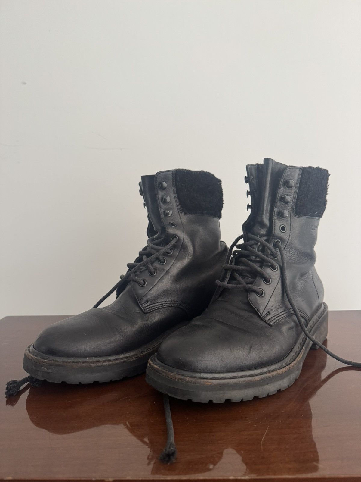 SAINT LAURENT PARIS SHEARLING TREKKER BOOT