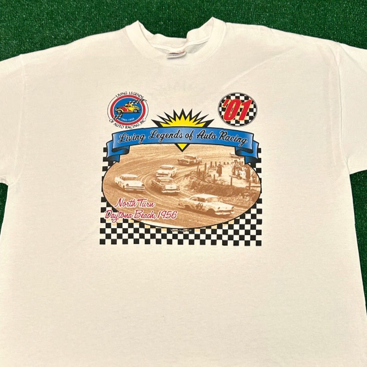 NASCAR VINTAGE Daytona Beach Speedway 90s VTG Shirt 2XL White Men T-Shirt NASCAR Auto Racing Legends Fireball Roberts Lee Petty Size US XXL / EU 58 / 5 - 4 Thumbnail
