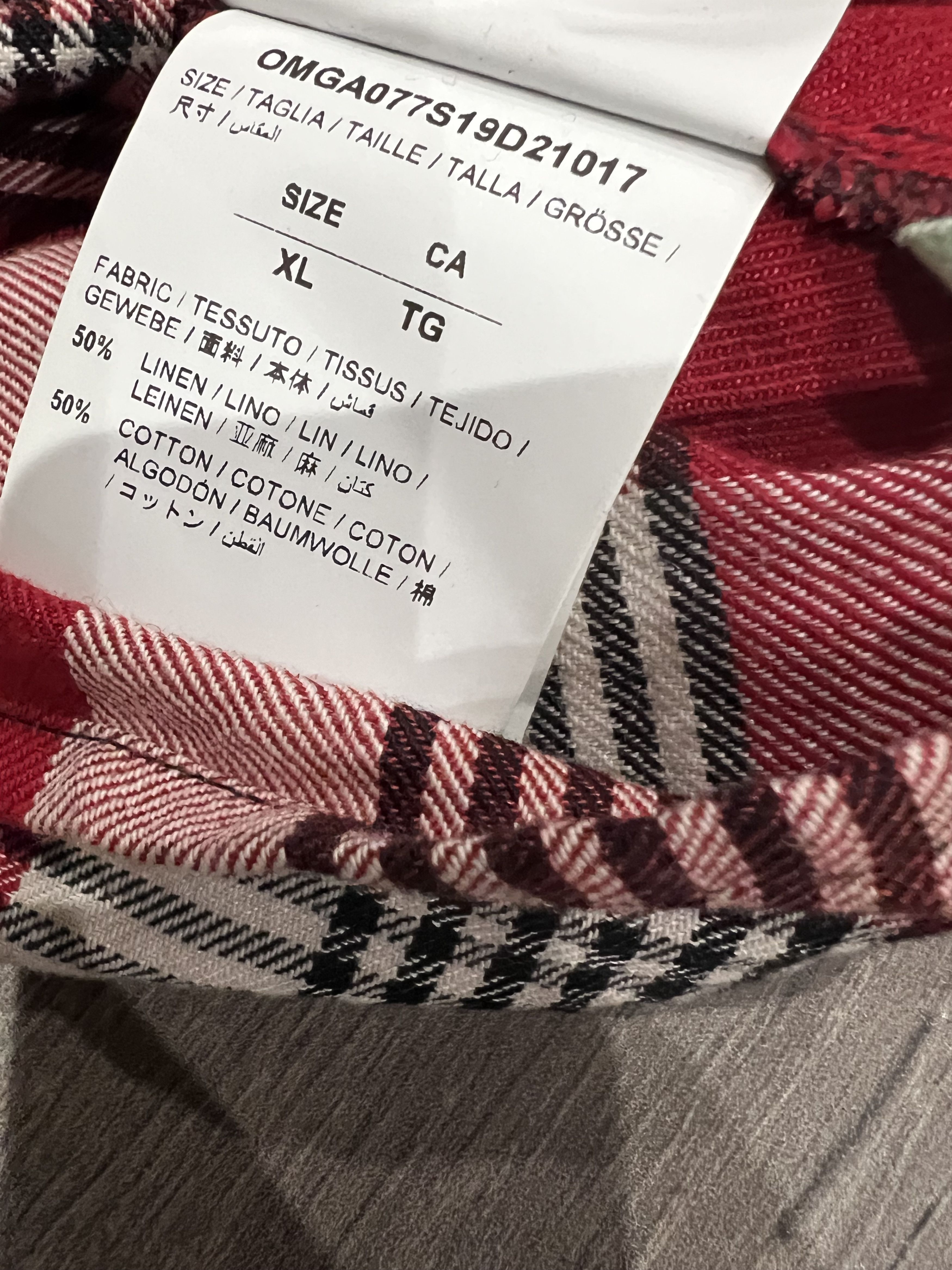 Off-White Skull Print 2019 Red Linen Checkered Jacket Size US XXL / EU 58 / 5 - 6 Thumbnail
