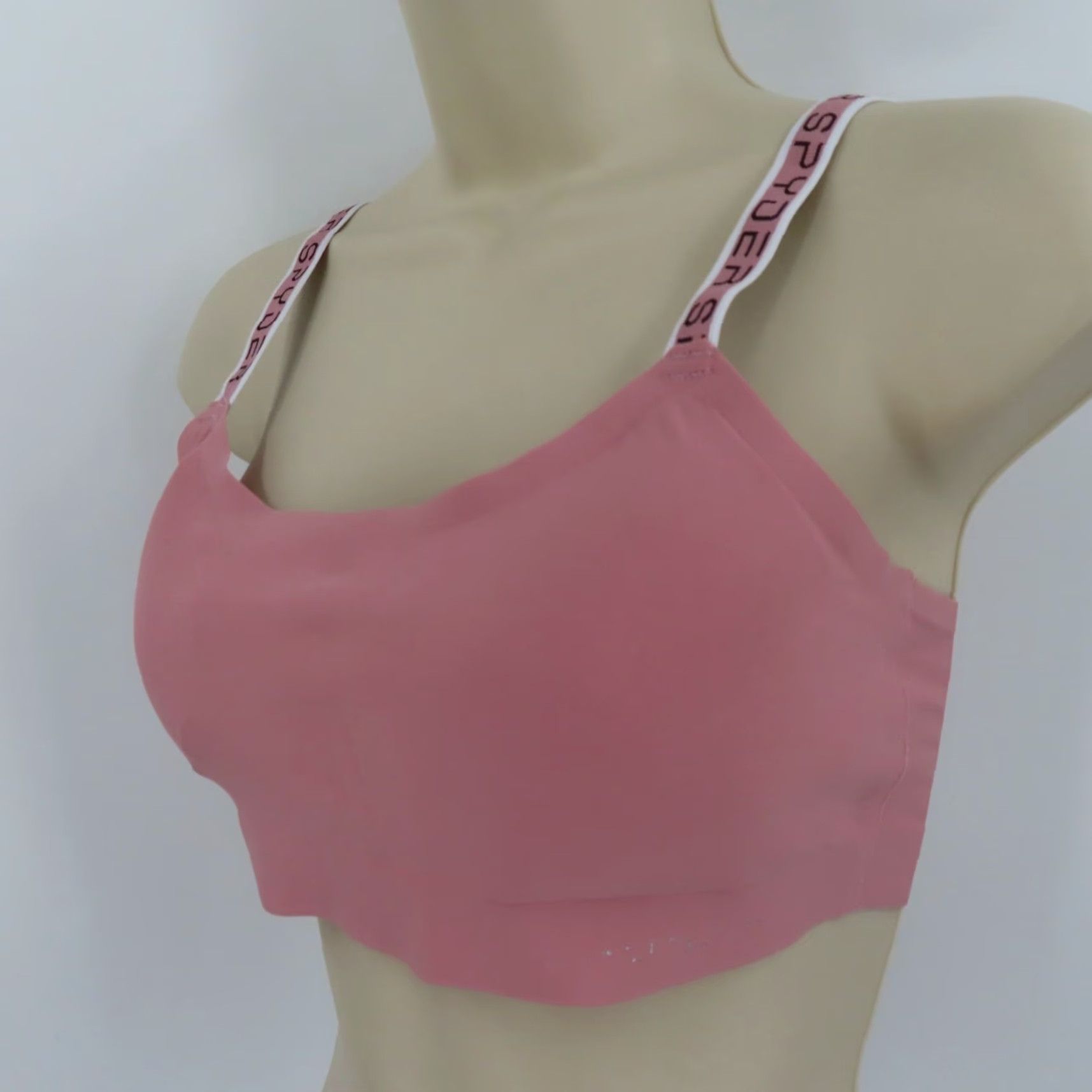 Spyder Spyder Womens Bra Bralette Wireless Pink Medium M Strap Removable Bust Pads Logo Strap Adjustable Pullover Sleeveless/Bralette Size ONE SIZE - 4 Thumbnail