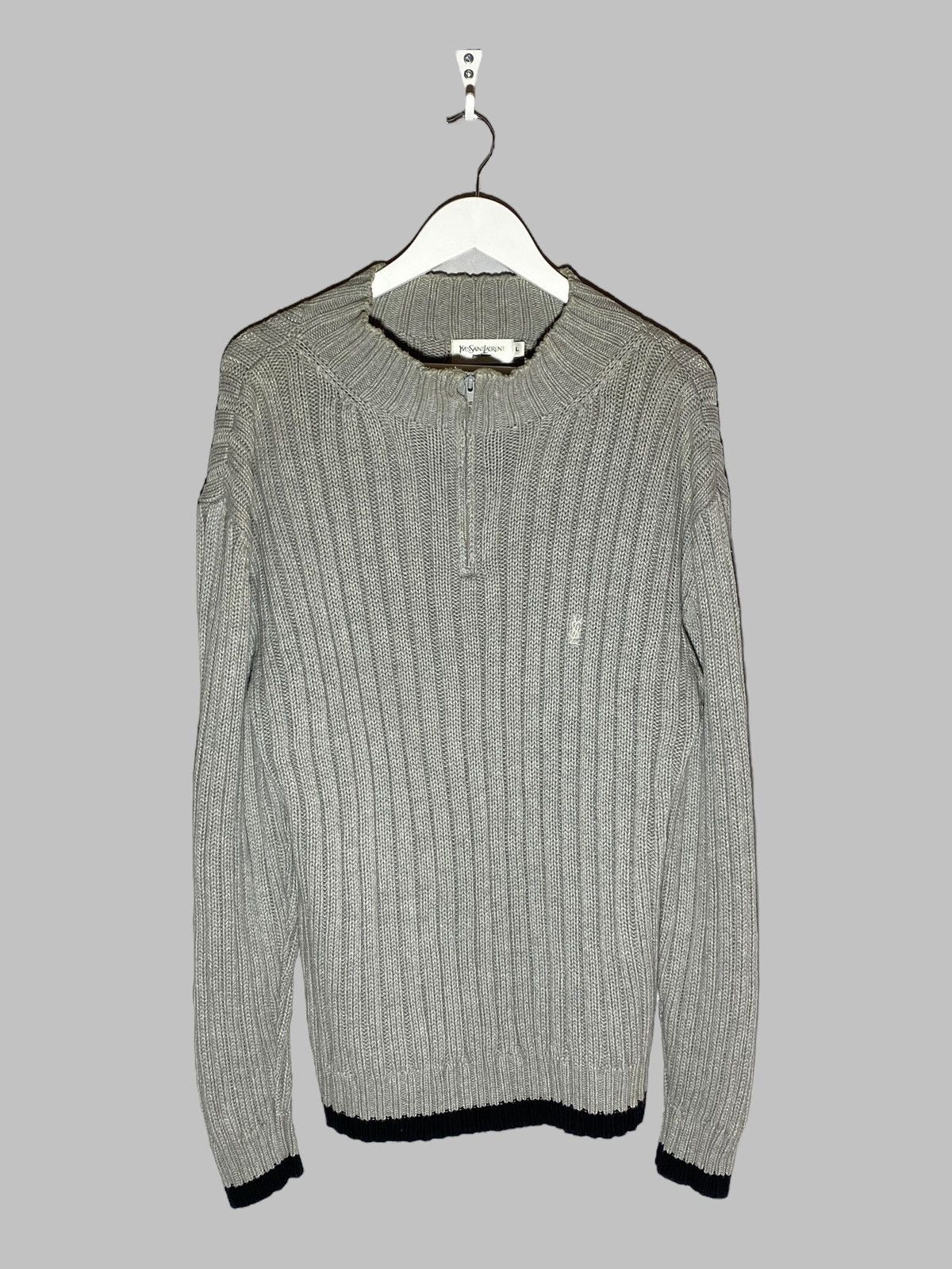 Yves Saint Laurent YSL Yves Saint Laurent 1/4 Zip Knit Pullover Vintage Sweater Size US L / EU 52-54 / 3 - 1 Thumbnail