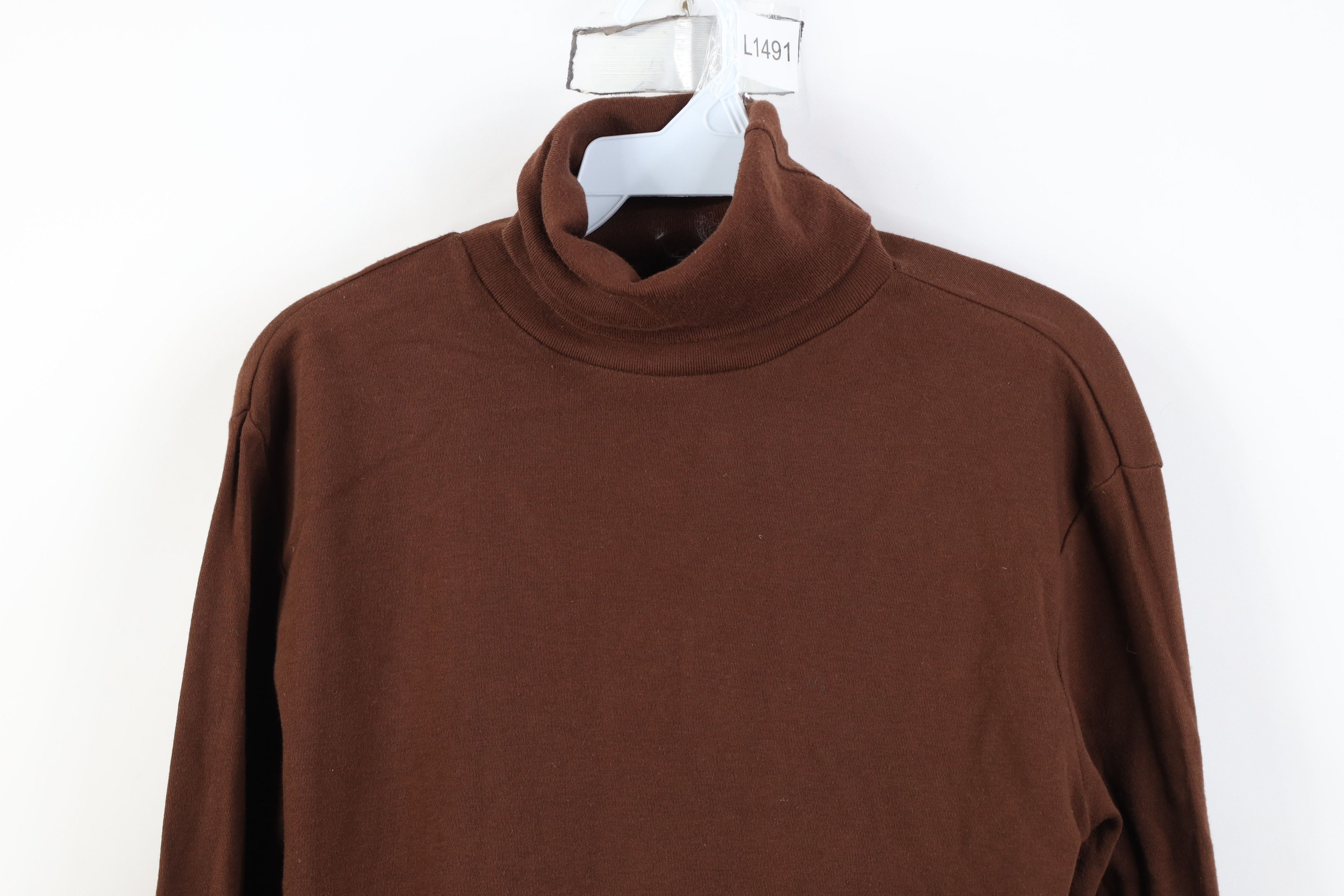 Vintage Vintage 90s Streetwear Long Sleeve Turtleneck T-Shirt Brown Size L / US 10 / IT 46 - 2 Thumbnail