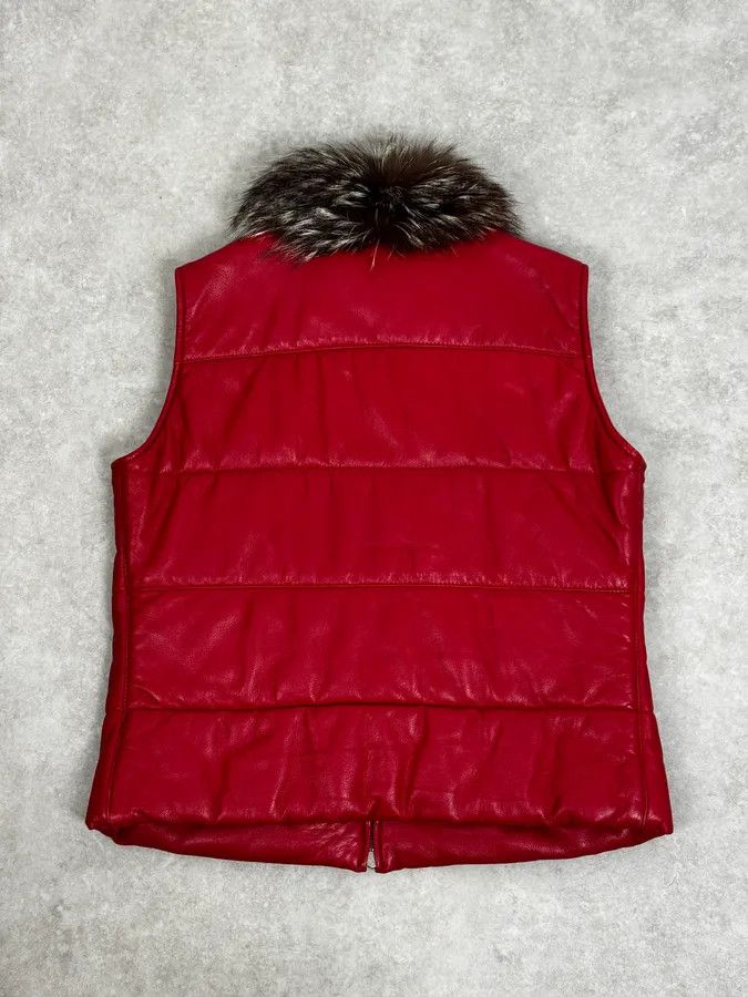 Gianfranco Ferre 2000s Gianfranco Ferré Fur Collar Red Leather Puffer Vest Size US S / EU 44-46 / 1 - 4 Thumbnail