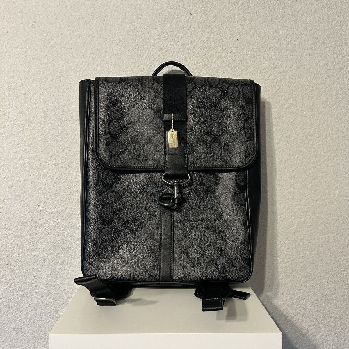 Coach Blaine Backpack Signature Canvas & leather charcoal