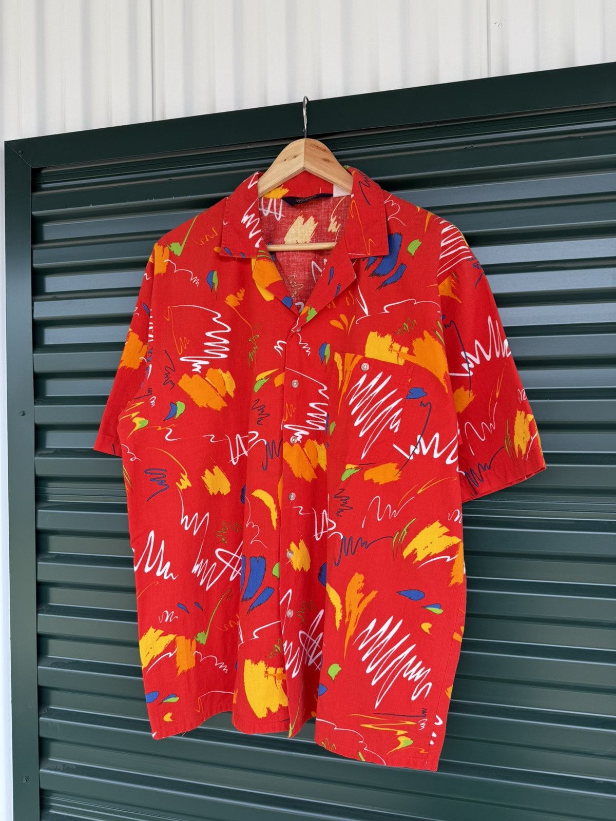Vintage Vintage 90s Woolrich Paint Scribble Art Button Up Shirt Size US L / EU 52-54 / 3 - 1 Thumbnail