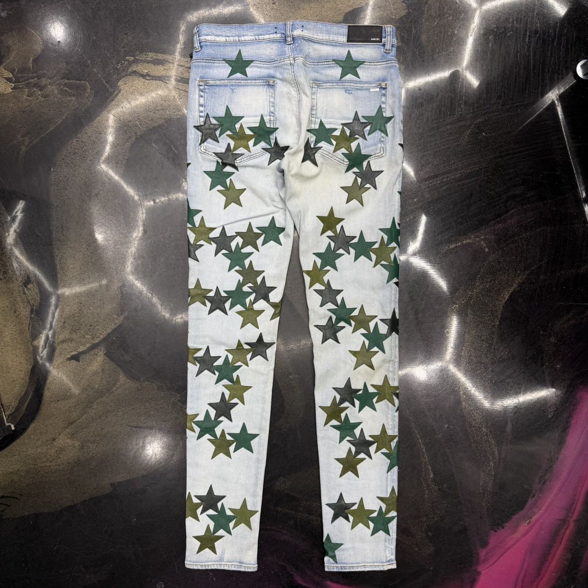 Amiri Amiri Chemist Leather Star Patch Jeans Light Indigo Size US 34 / EU 50 - 2 Thumbnail