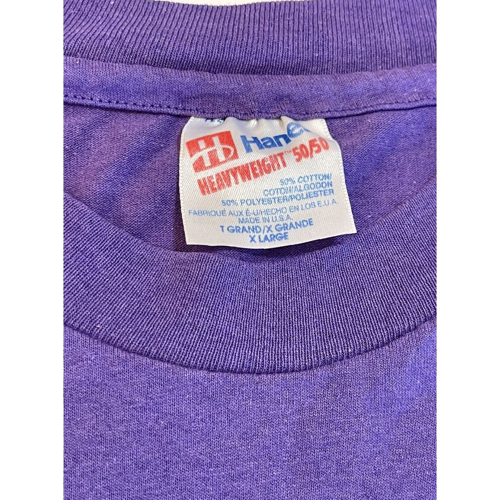 TEE JAYS VINTAGE Hanes 90s T Shirt Nature Gator Crocodile Alligator Single Stitch Sz XL Teejays Crew Neck Short Sleeve Graphic Logo Purple Men Size US XL / EU 56 / 4 - 3 Thumbnail
