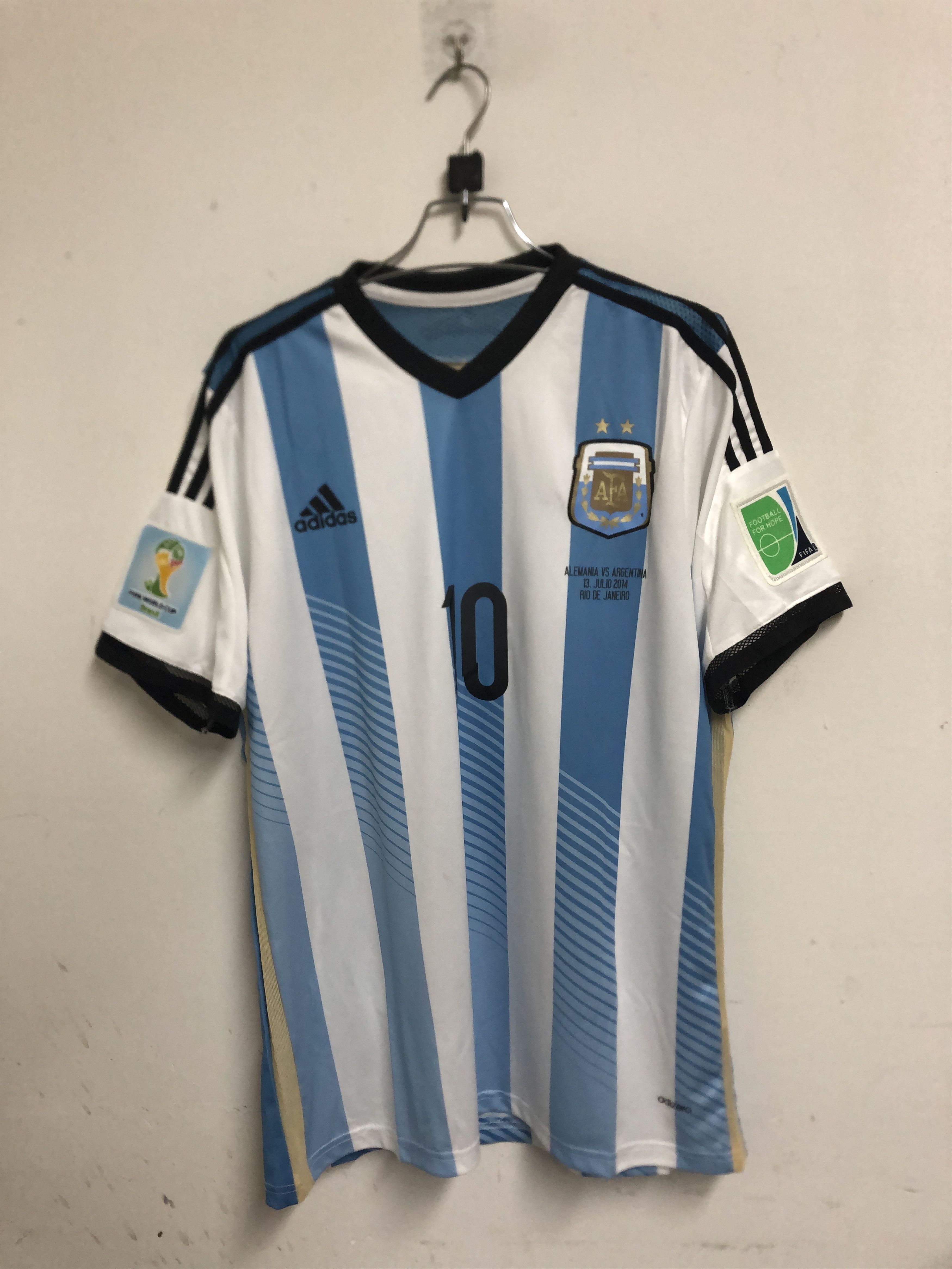 Vintage 2014 World Cup Argentina Messi Home Jersey Size US L / EU 52-54 / 3 - 1 Thumbnail