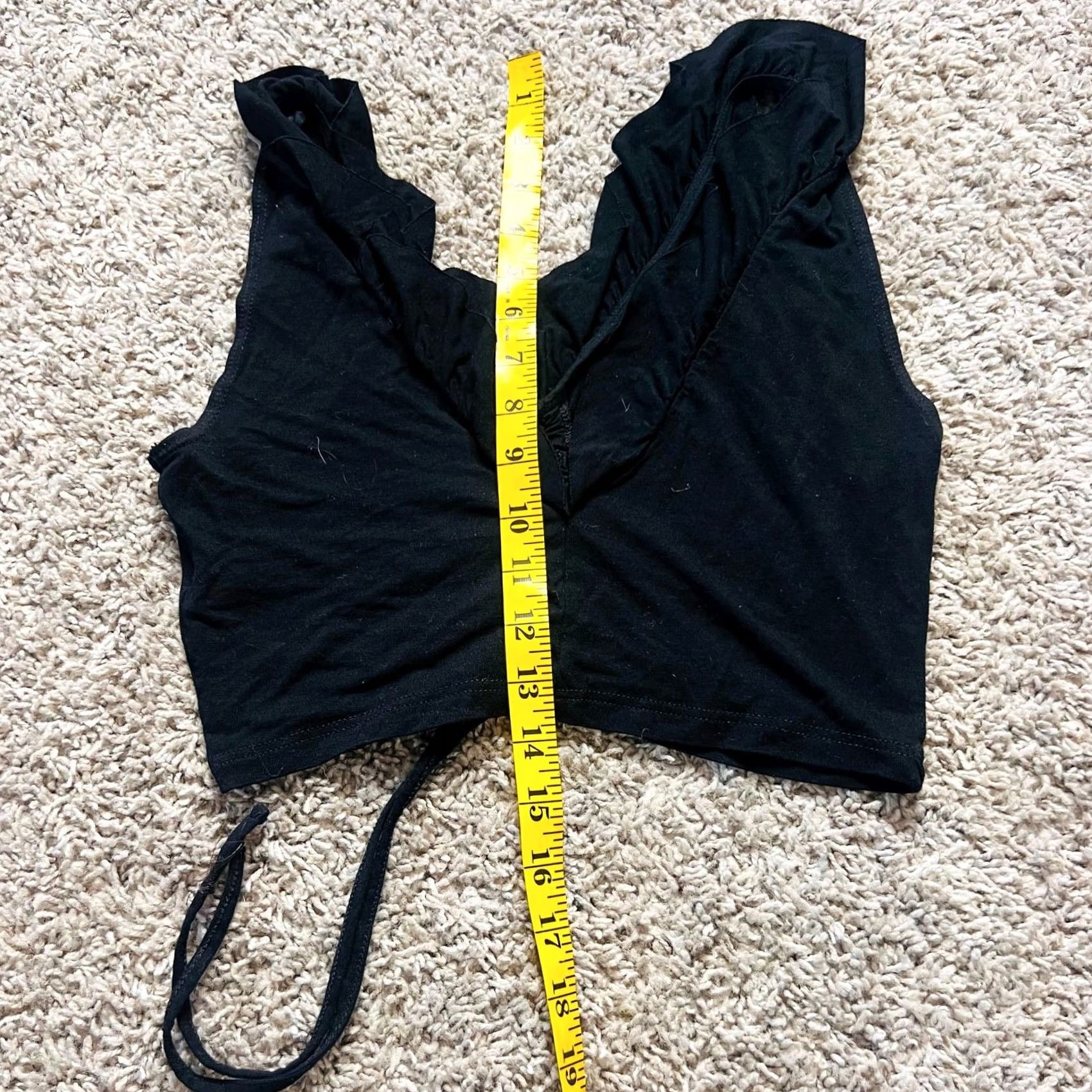 Topshop VINTAGE Black Ruffle Topshop Women Tank Top 8 Ruche 90s Retro Womens Size M / US 6-8 / IT 42-44 - 3 Thumbnail