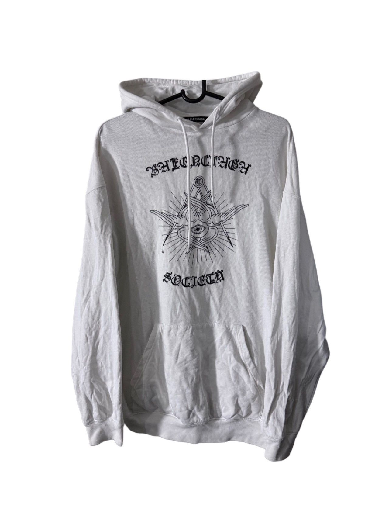 Balenciaga BALENCIAGA SS2020 Pre-Owned Society Gothic Logo Hoodie Size US M / EU 48-50 / 2 - 1 Thumbnail