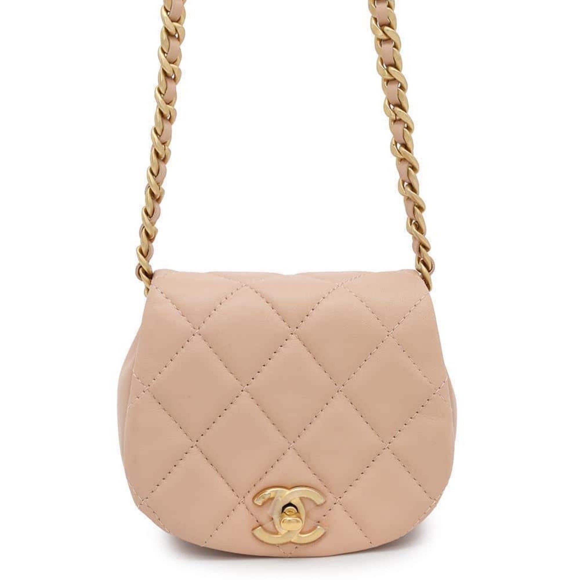 Chanel Chain Shoulder Bag Matelasse Coco Mark Mini Lambskin Ap2344 Chanel in Pink, Women's