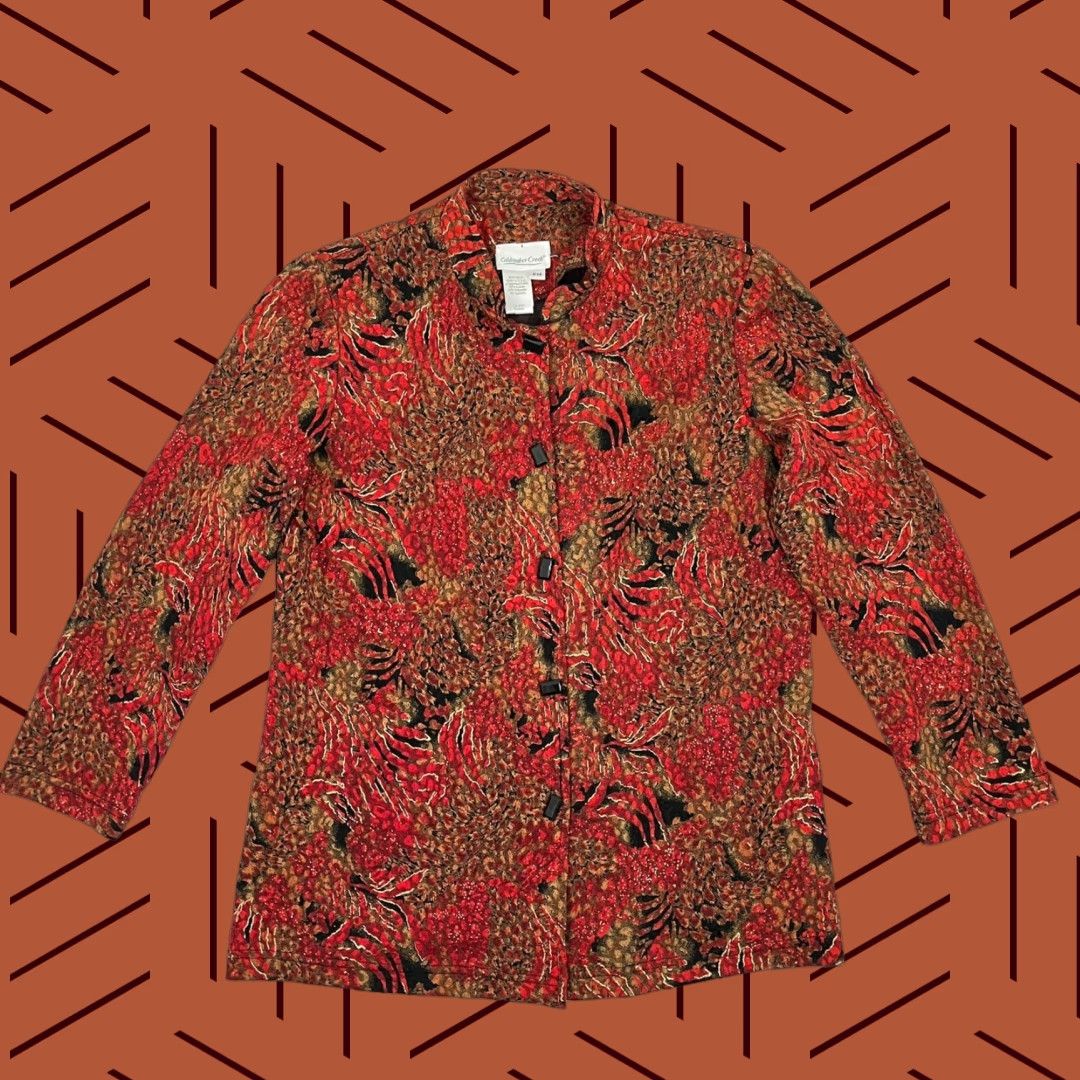 Coldwater Creek Coldwater Creek Blouse Button Womens Medium Red Gold Abstract Whimscial Eclectic Size M / US 6-8 / IT 42-44 - 1 Thumbnail