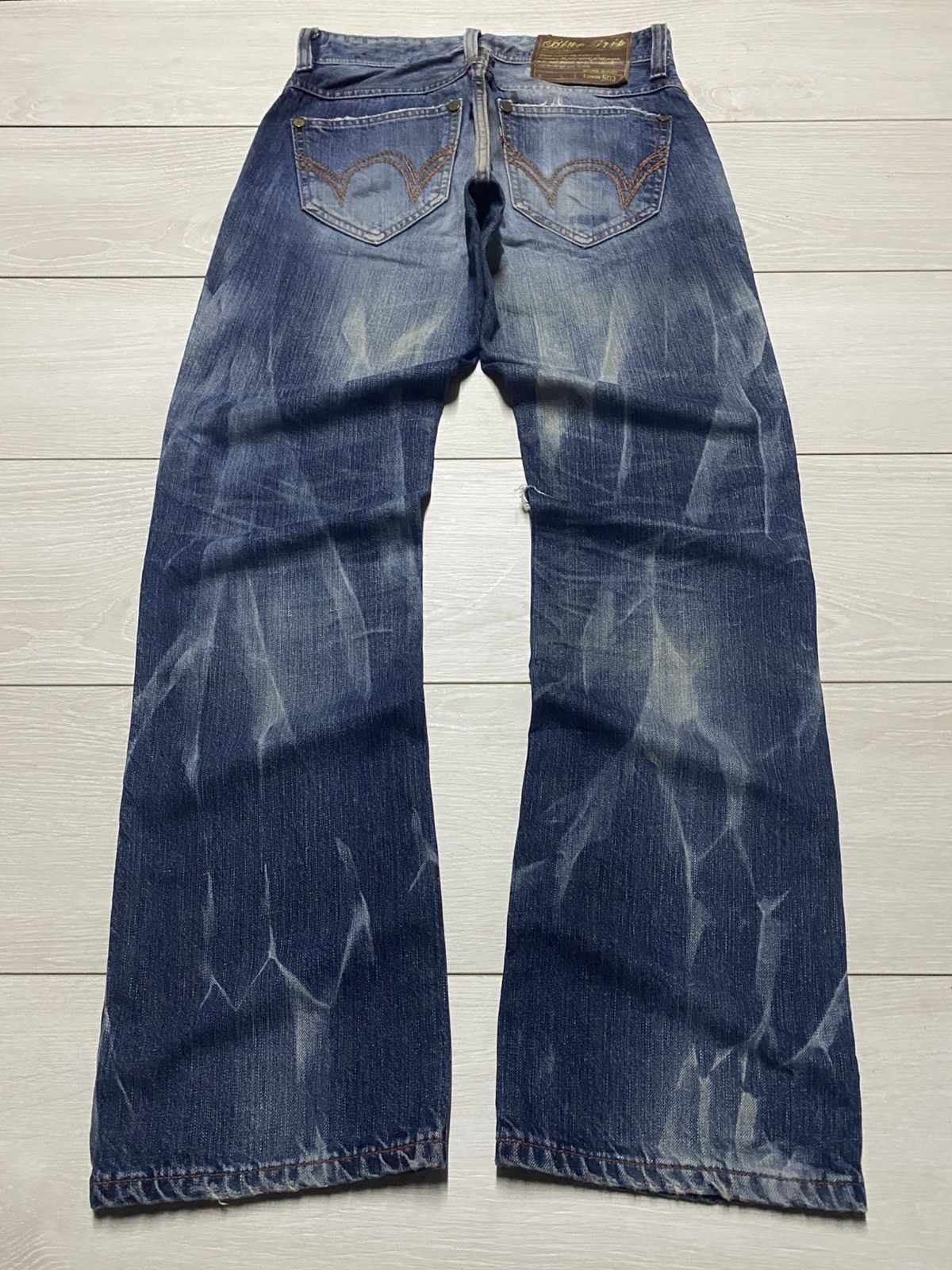 Junya Watanabe Edwin Blue Trip Thunder Faded Ripped Loose Jeans Size US 30 / EU 46 - 3 Thumbnail