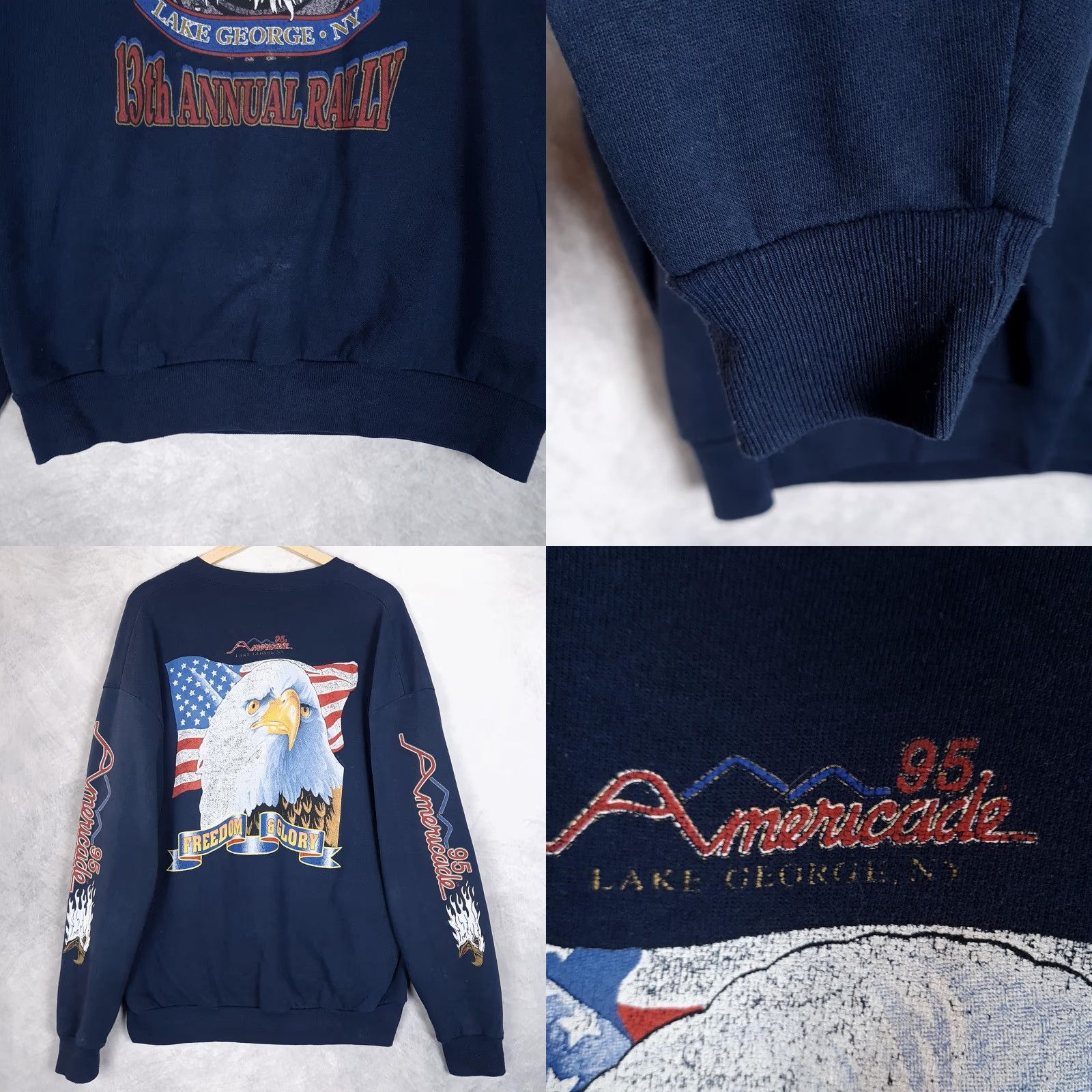 Jerzees VINTAGE Jerzees Sweatshirt Mens XL Blue Eagle Biker Rally 90s Sleeve Hit Size US XL / EU 56 / 4 - 9 Thumbnail
