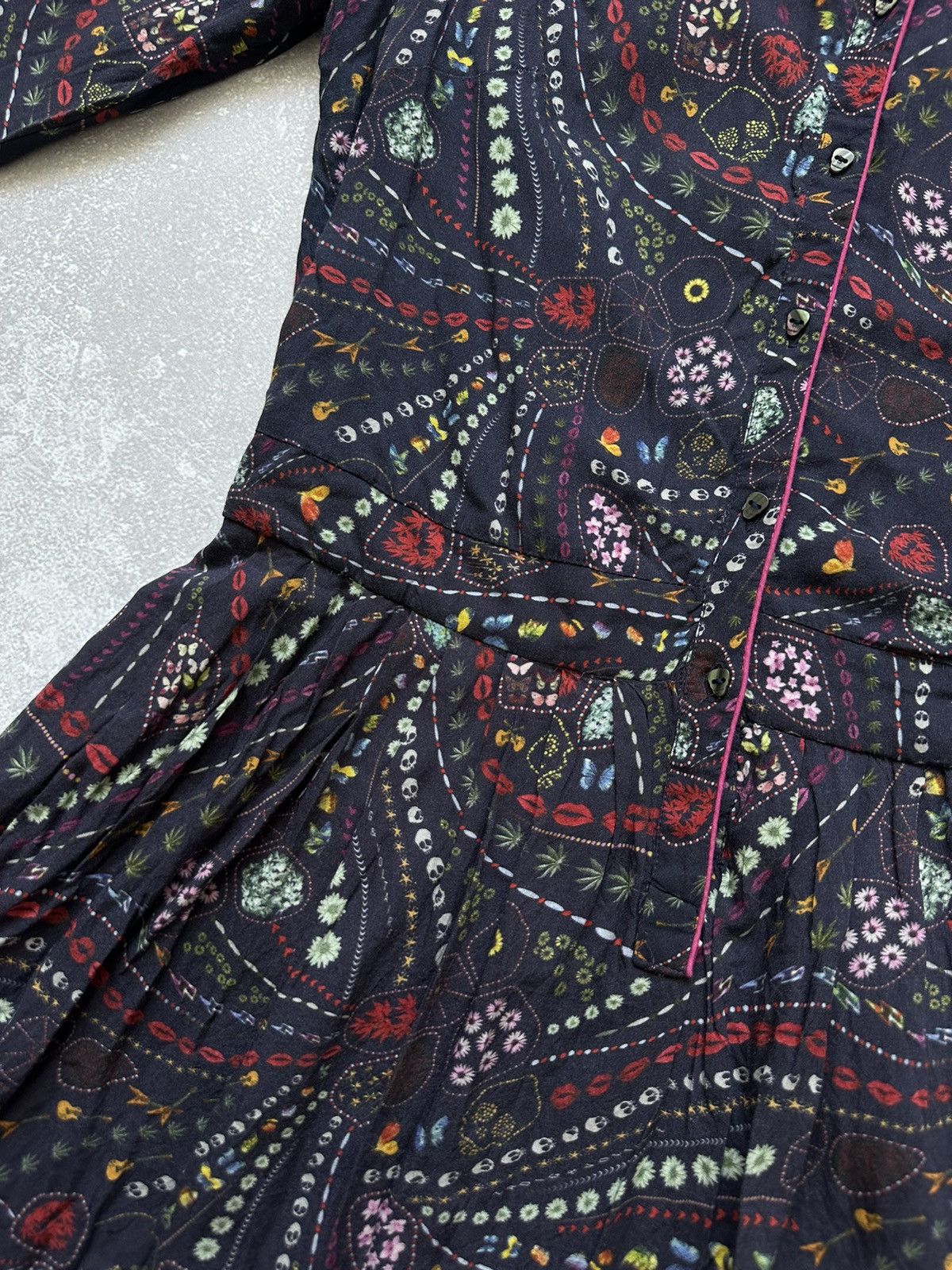 Zadig & Voltaire Zadig & Voltaire Floral Skull Print Long Sleeve Skater Dress Size M / US 6-8 / IT 42-44 - 18 Thumbnail