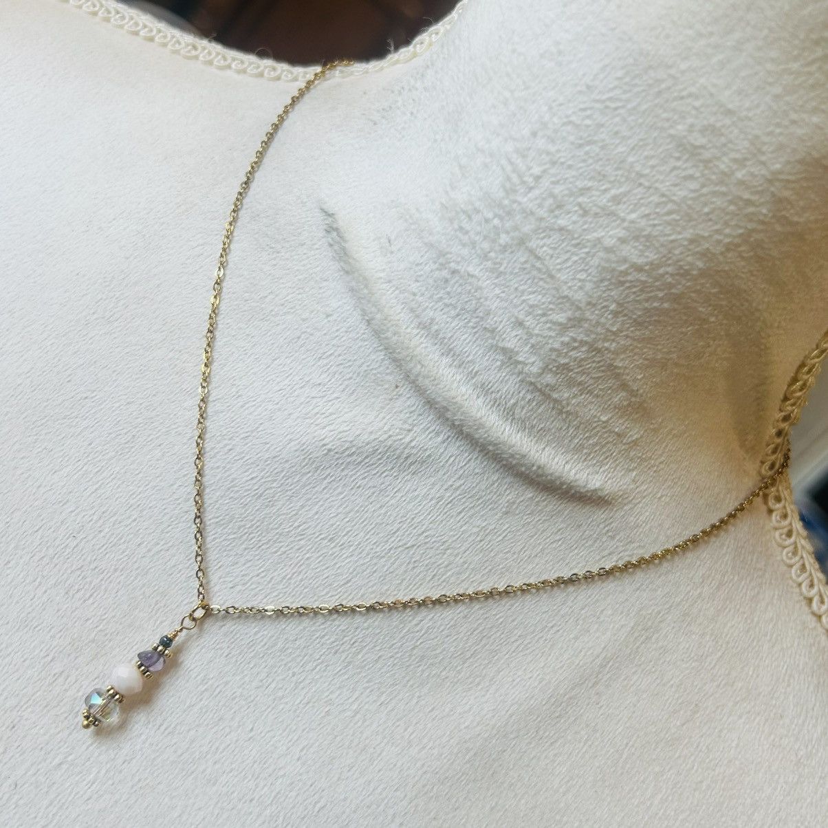 Handmade Handcrafted amethyst aurora borealis crystal necklace set Size ONE SIZE - 3 Thumbnail