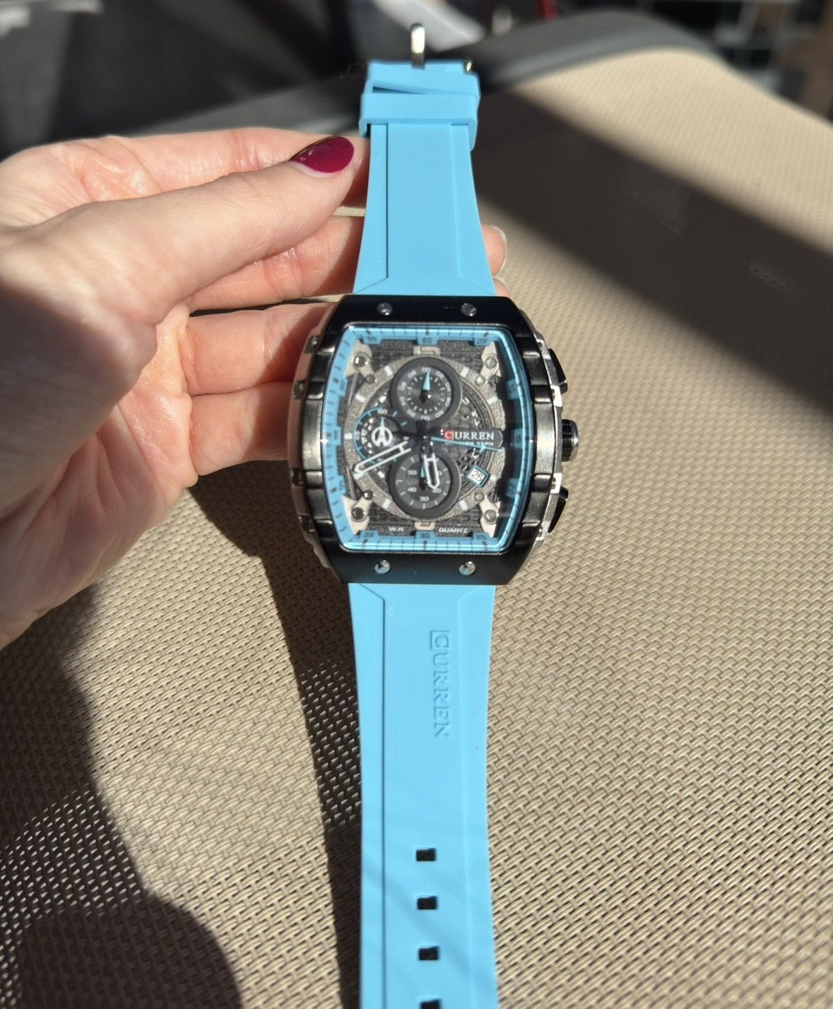 Curren Chronograph Sky Blue Men's Sport Wristwatch Quartz Brand New Size ONE SIZE - 4 Thumbnail
