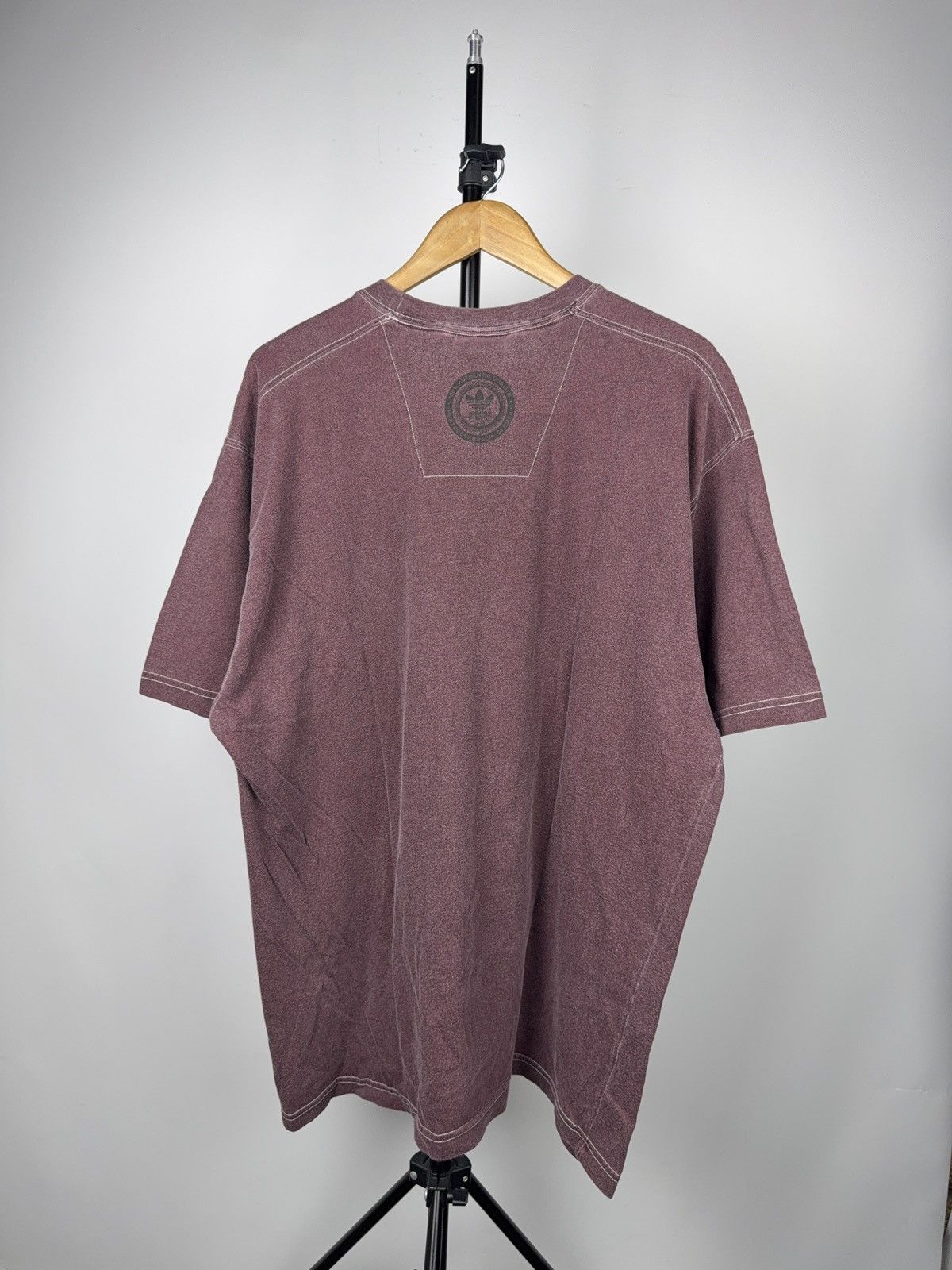 Adidas 90s Vintage Adidas Trefoil Pocket T Shirt Burgundy Washed L Size US L / EU 52-54 / 3 - 10 Thumbnail