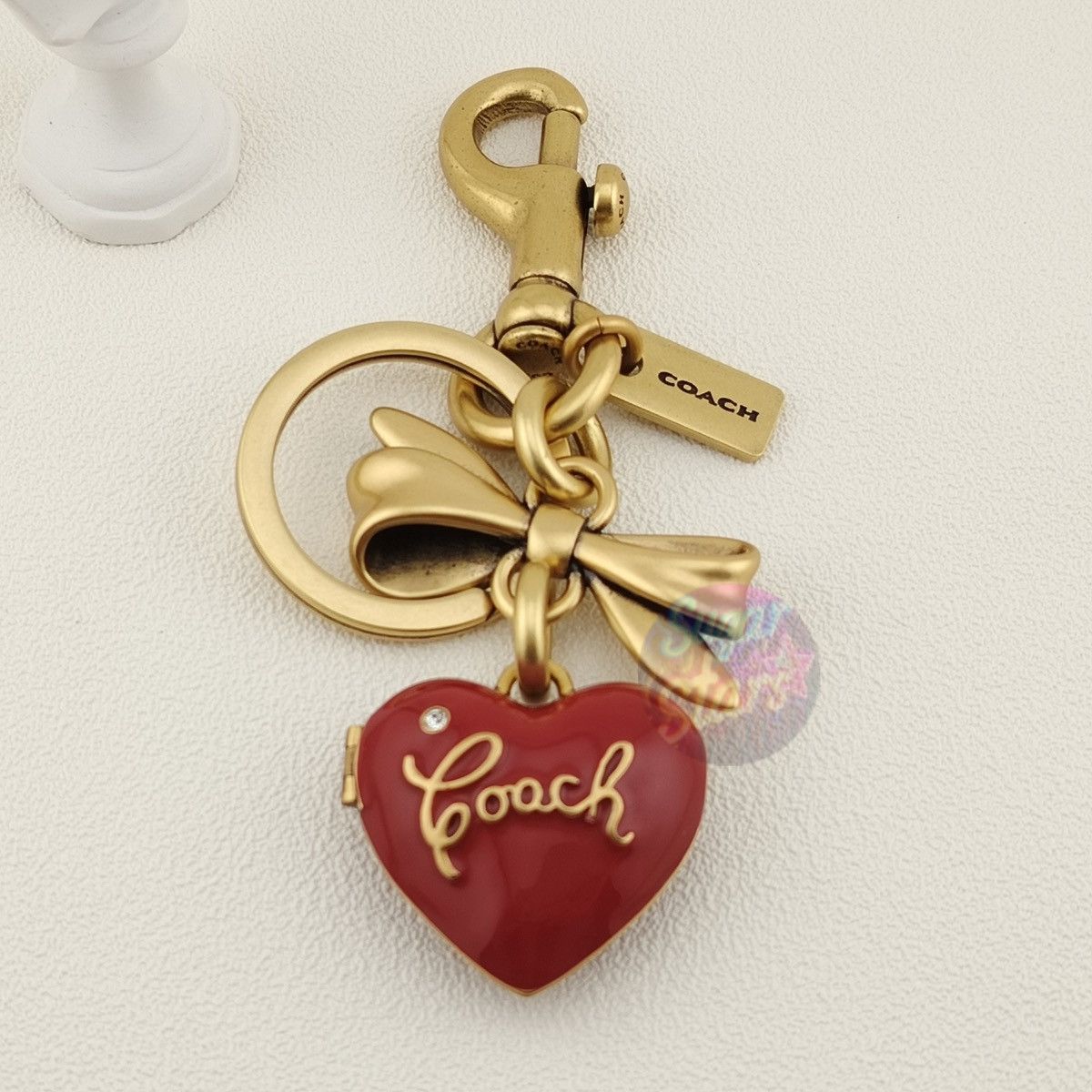 Coach Coach Bow Heart Locket Bag Charm Keychain Size ONE SIZE - 2 Thumbnail