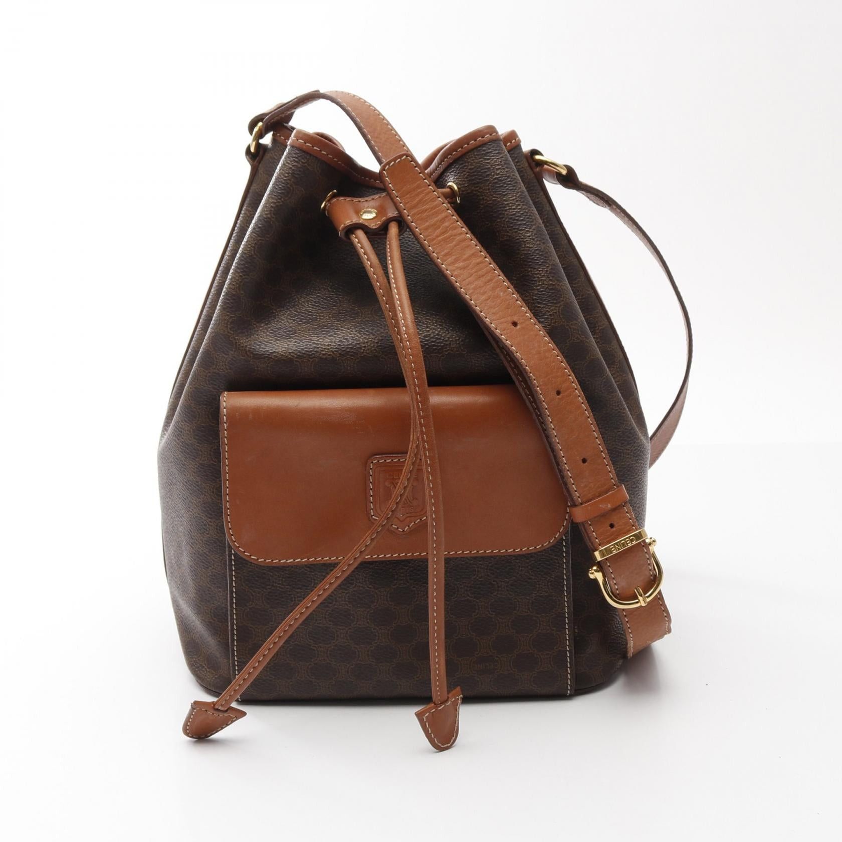Celine Celine Macadam Shoulder Bag Purse Leather Brown Size ONE SIZE - 1 Thumbnail