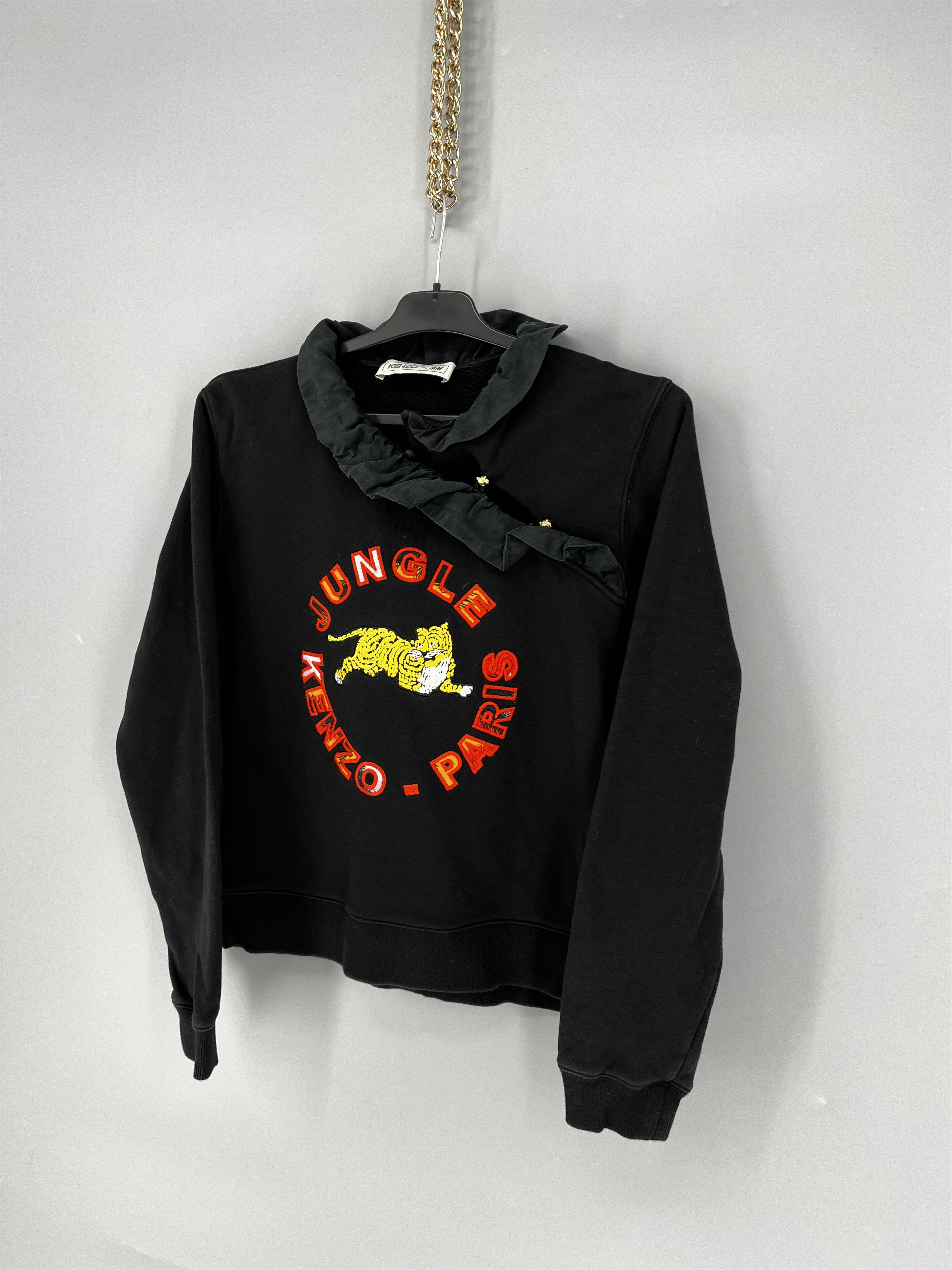 Kenzo KENZO X H&M Jungle Paris Black Ruffle Neck Sweater Sz M Size M / US 6-8 / IT 42-44 - 3 Thumbnail