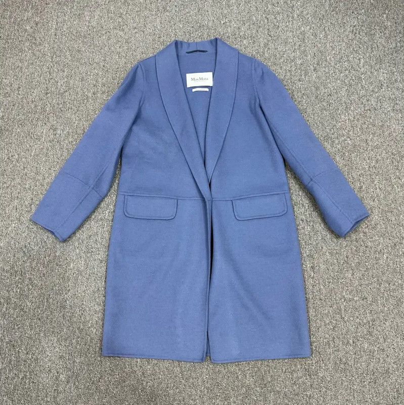 Max Mara MaxMara Blue Wool Coat for Women 0089 Size S / US 4 / IT 40 - 1 Thumbnail