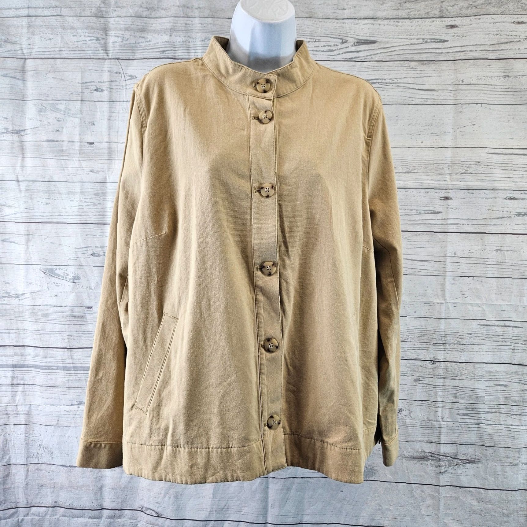 J. Jill J Jill Jacket Women Button Front Sz Large Sandbar Cotton Blend Long Sleeve Size L / US 10 / IT 46 - 2 Thumbnail