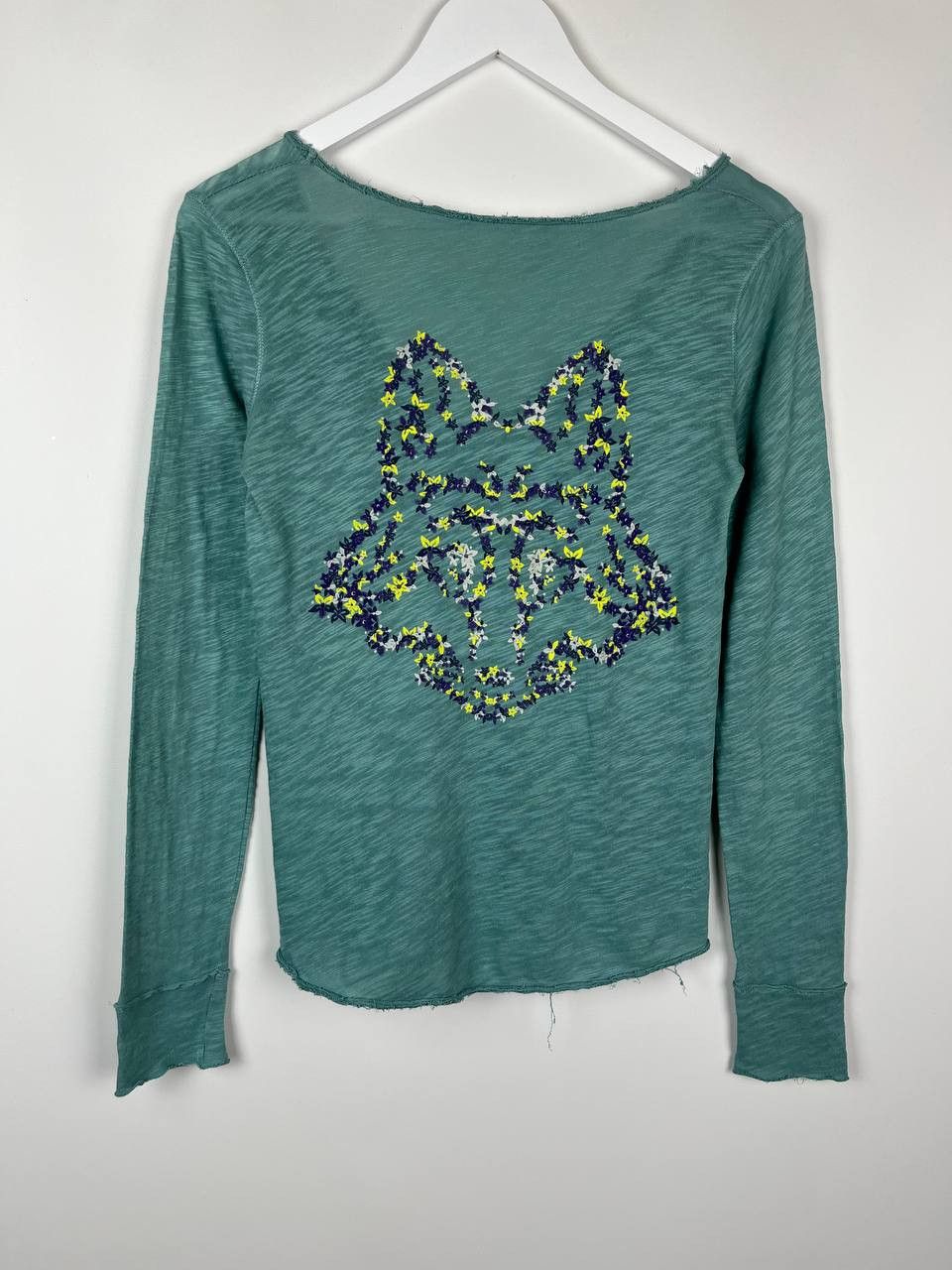 Zadig & Voltaire Zadig & Voltaire Teal Green Slub Wolf Graphic Shirt Top Size S / US 4 / IT 40 - 2 Thumbnail