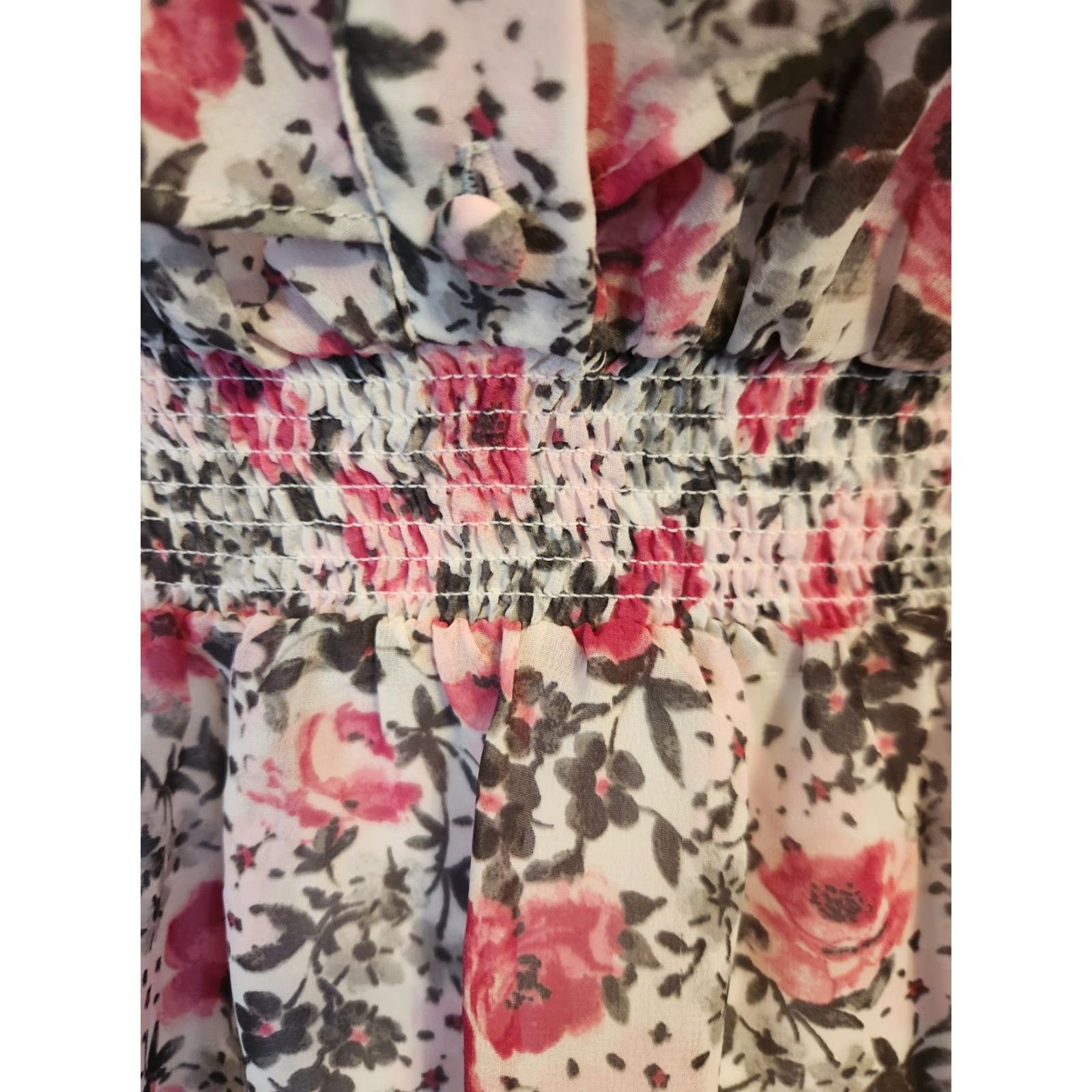Torrid Torrid Black Rose Pink Floral Smocked Elastic Waist Ruffle Top 0X Size XL / US 12-14 / IT 48-50 - 4 Thumbnail