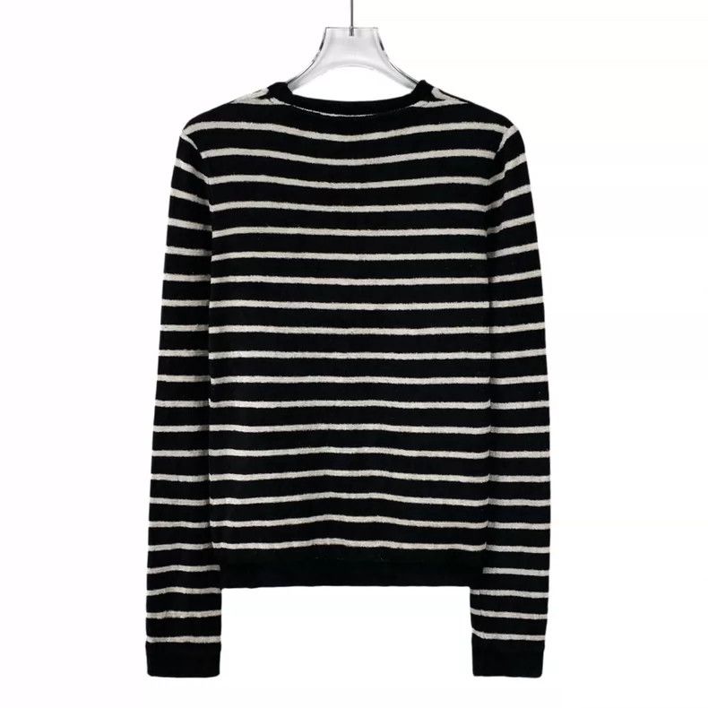 Saint Laurent Paris Saint Laurent Color-block logo embroidered striped crewneck Size US M / EU 48-50 / 2 - 2 Thumbnail