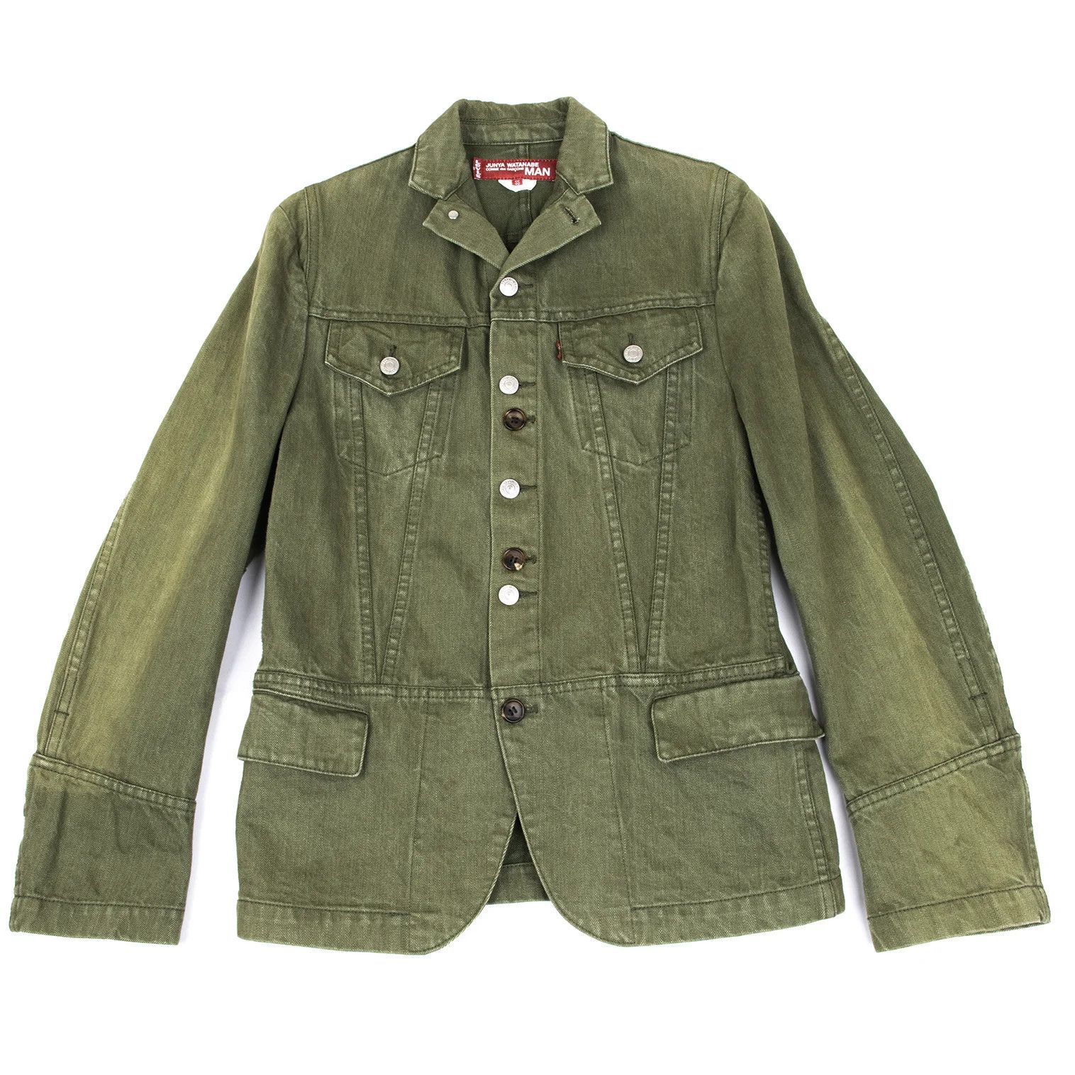 Junya Watanabe Button Design Denim Tailored Jacket in Khaki Size US M / EU 48-50 / 2 - 1 Thumbnail