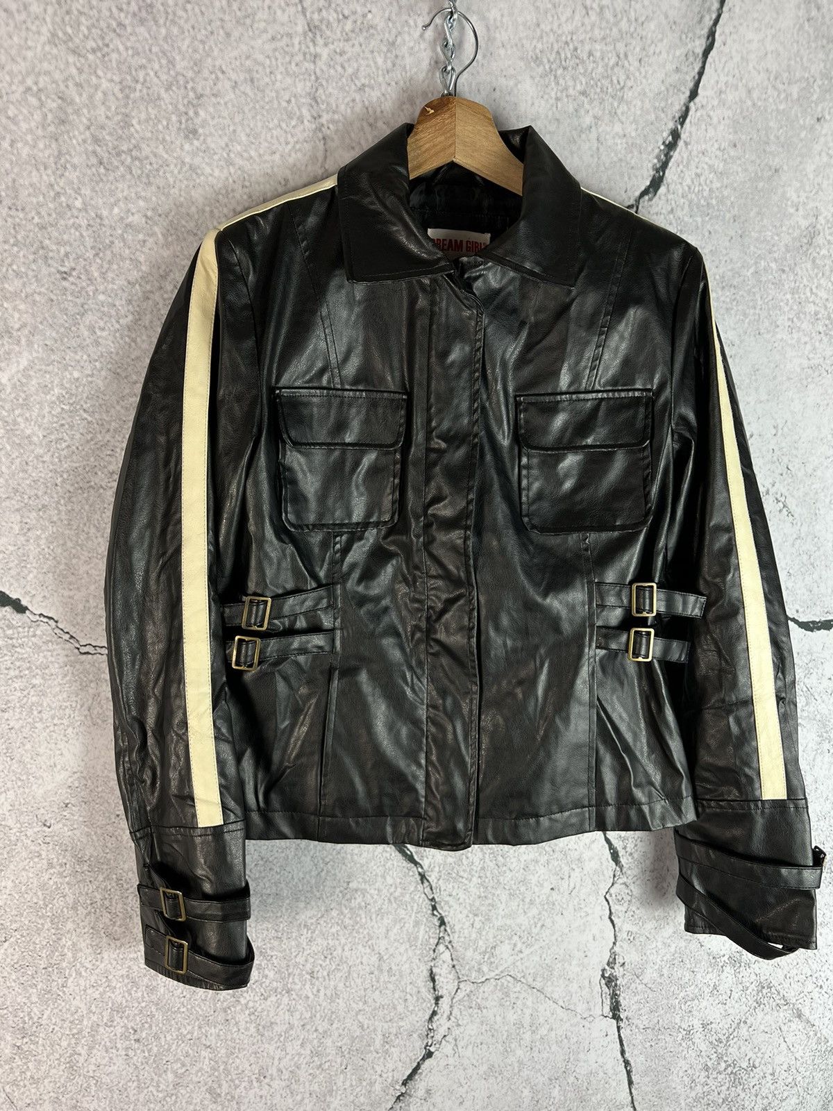 Other Vintage women avant garde Eco Leather Moto Racing Jacket Size US M / EU 48-50 / 2 - 1 Thumbnail