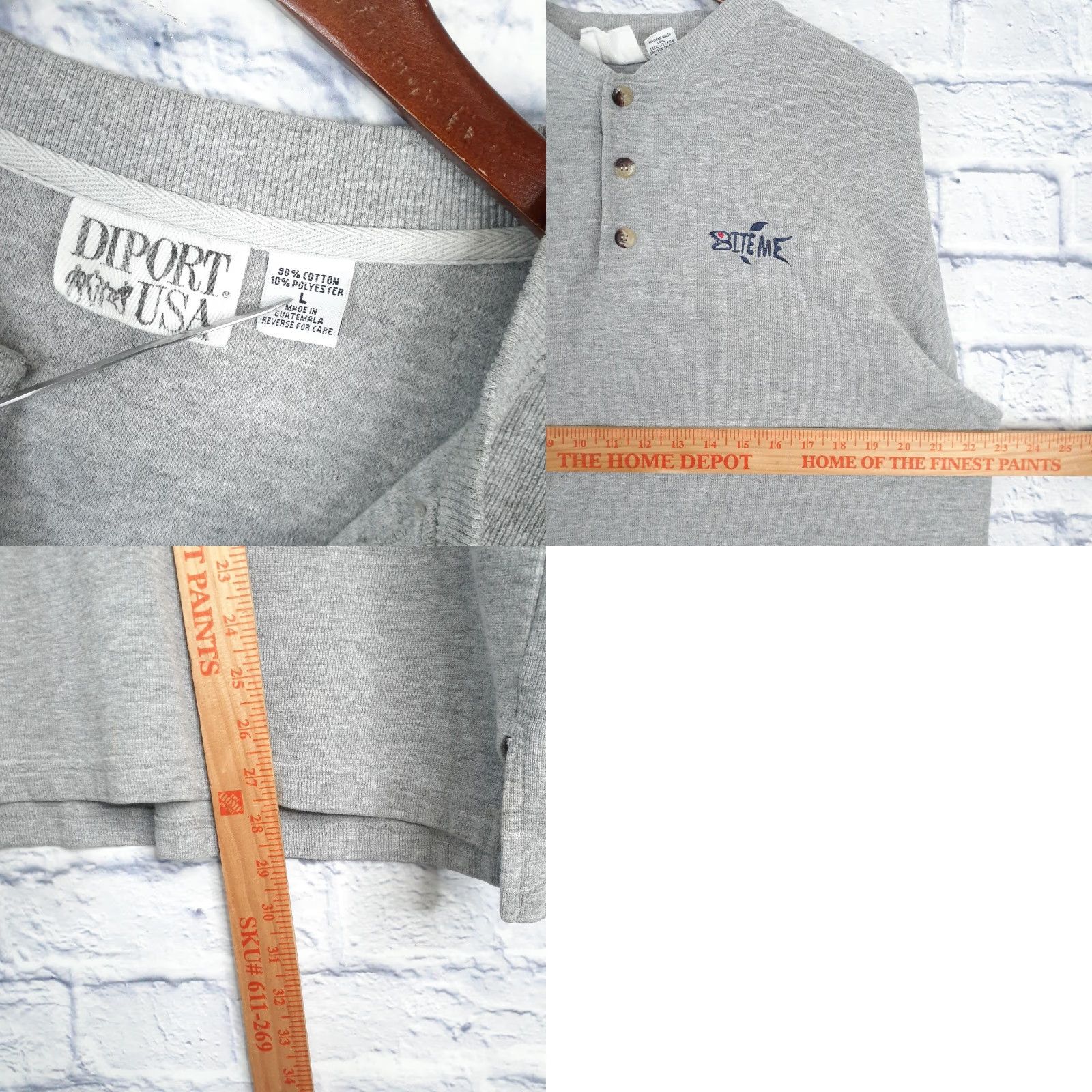 Vintage VINTAGE Diport USA Sweatshirt Pullover Shirt Mens Medium Gray Fish USA Embroidered Button Closure Size US M / EU 48-50 / 2 - 8 Thumbnail