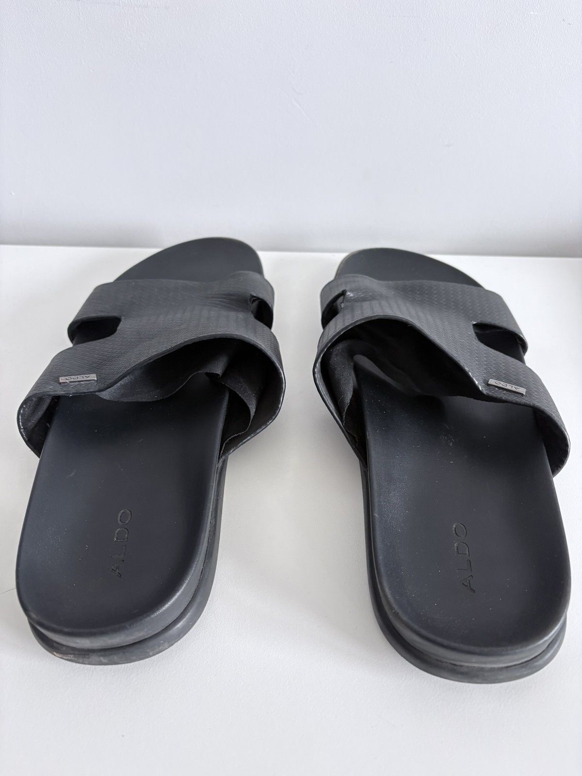 Aldo Aldo Black Men's Leather Slide Sandals Size 44 Size US 11 / EU 44 - 3 Thumbnail