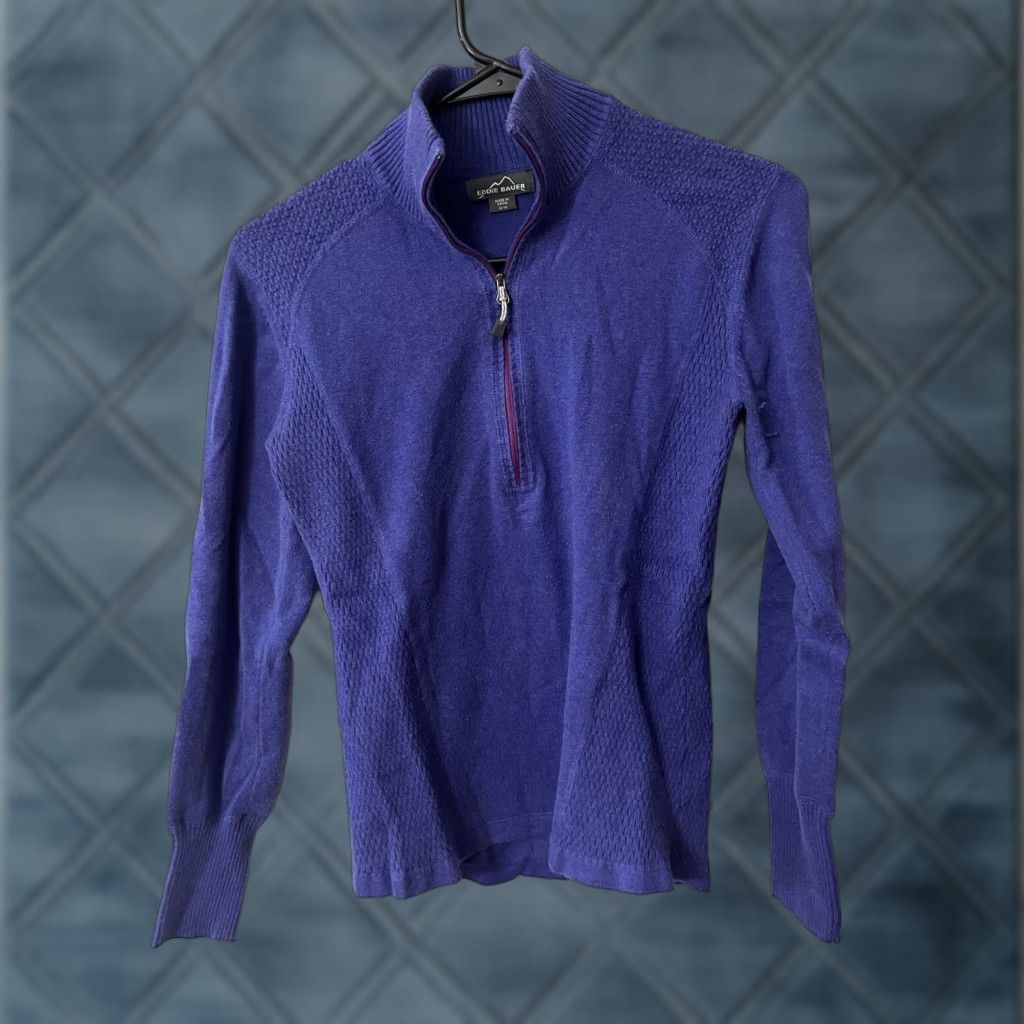 Eddie Bauer Eddie Bauer Pullover Sweater 1/4 Zip Fleece Blue Medium Women Casual Size M / US 6-8 / IT 42-44 - 1 Thumbnail