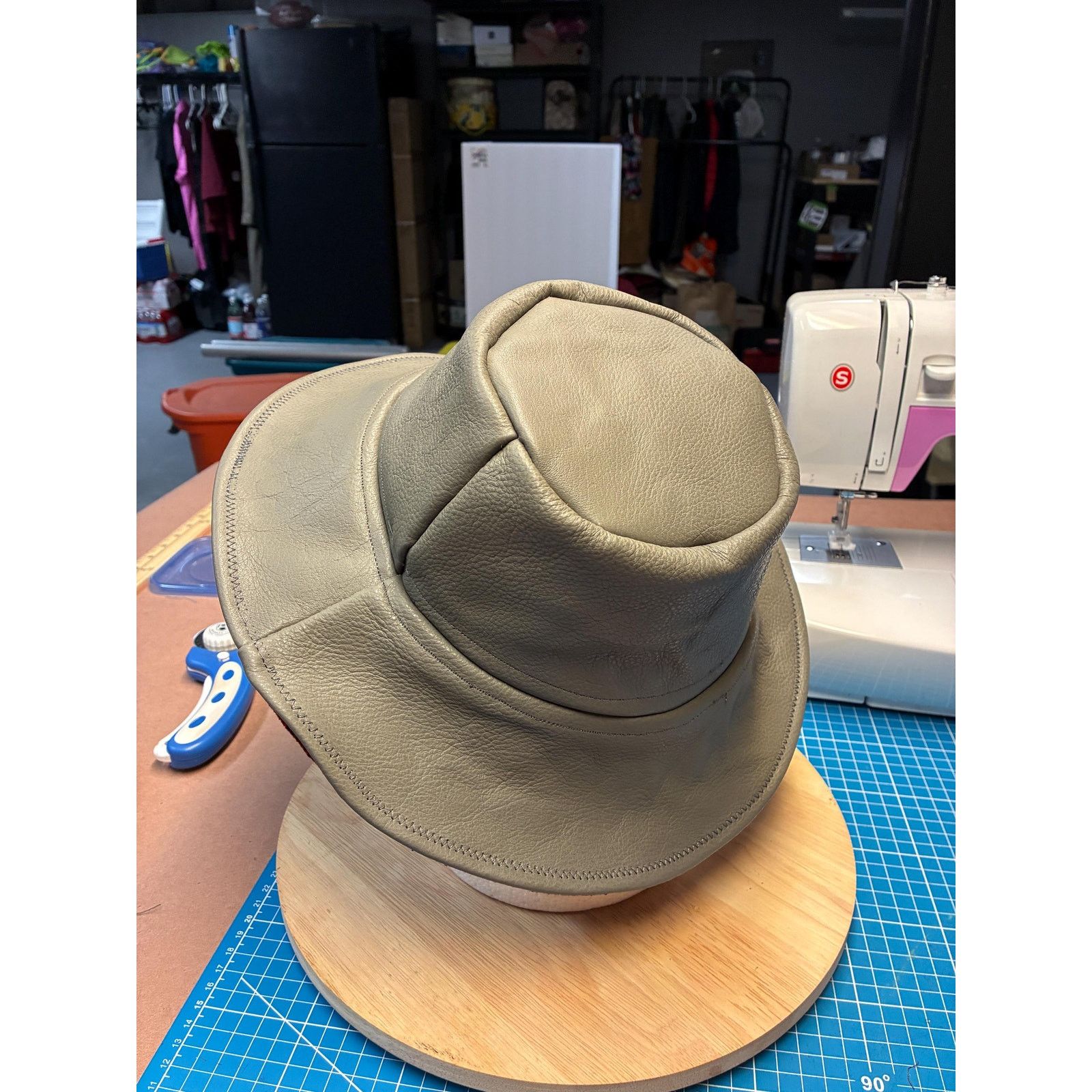 Other The Gray — Upcycled Top Grain Leather Bucket Hat, Large 23" Size ONE SIZE - 3 Thumbnail
